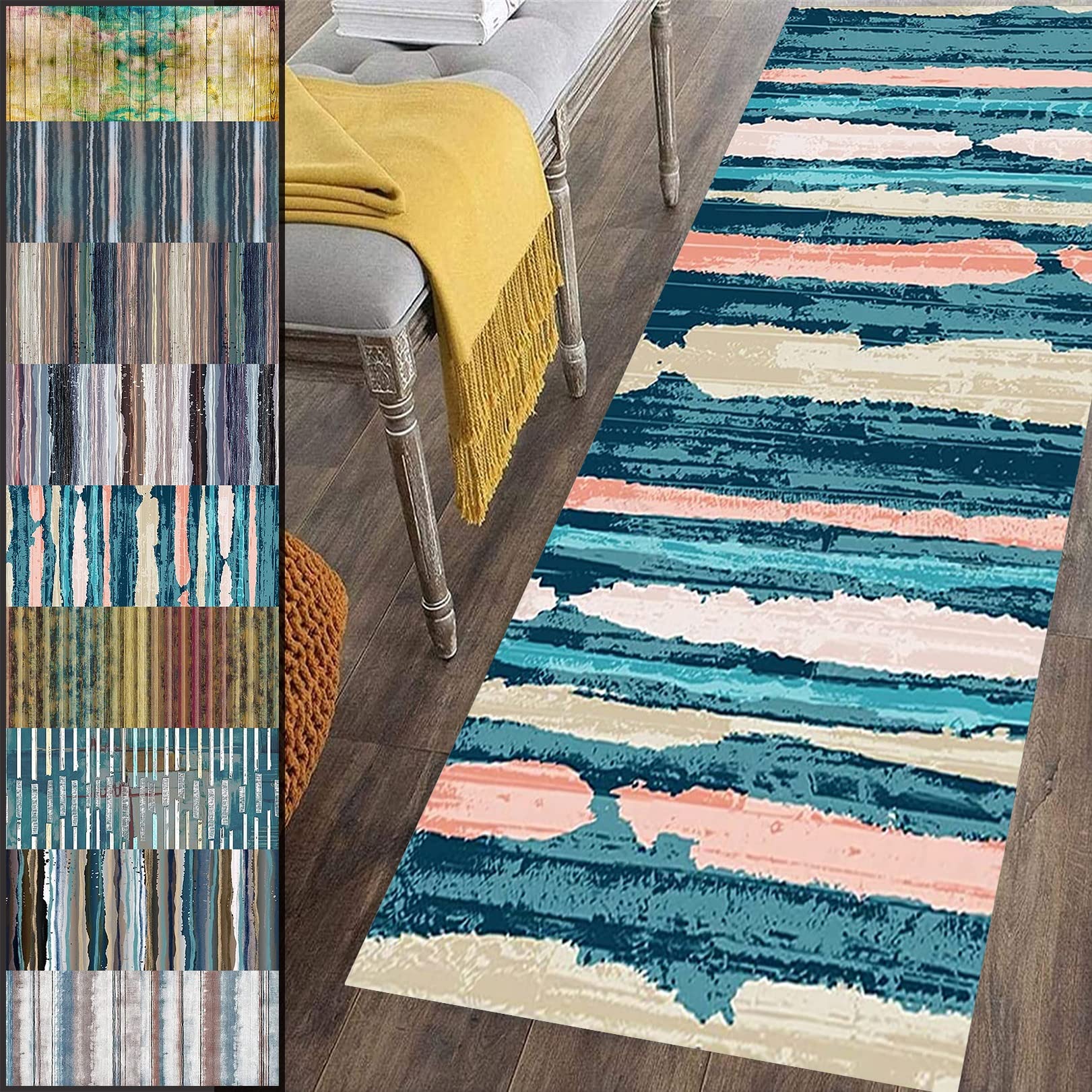 Generisch Teppich Fußmatte, 100 x 380 cm, waschbar, rutschfeste Fußmatten, leicht zu reinigen, individuelle Länge für Zuhause, Büro, Küche, Matten E 23160