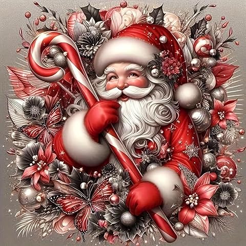 MjhRcll Christmas Paint by Numbers for Adults,DIY Christmas Santa Paint by Numbers Kits on Canvas,Winter Painting by Number for Home Wall Decor 16X16 Inch
