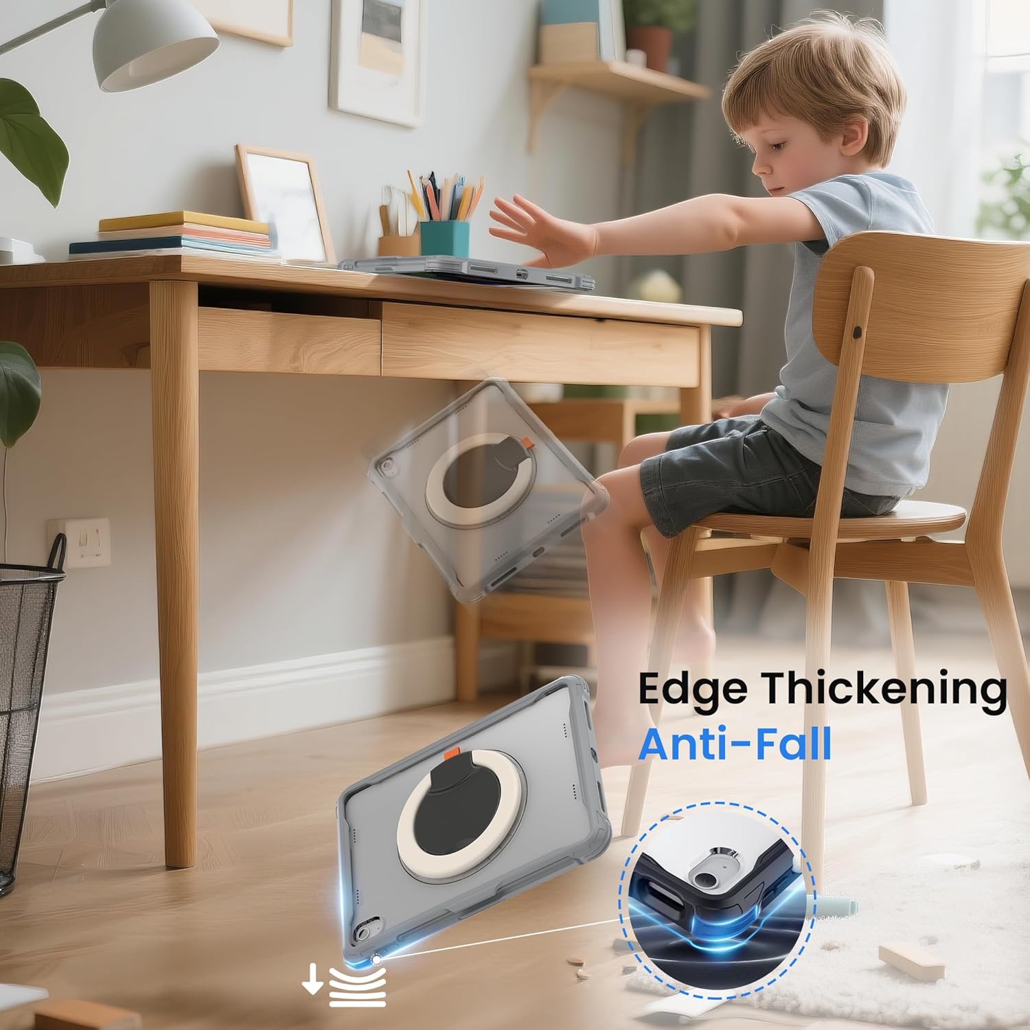 Pepkoo for iPad 11th Gen (A16) 11 Inch 2025, 10th Gen Case 10.9 Inch 2022,with 360 Rotating Ring Stand, Shockproof Dropproof Case for Kids with Kickstand and Pencil Holder