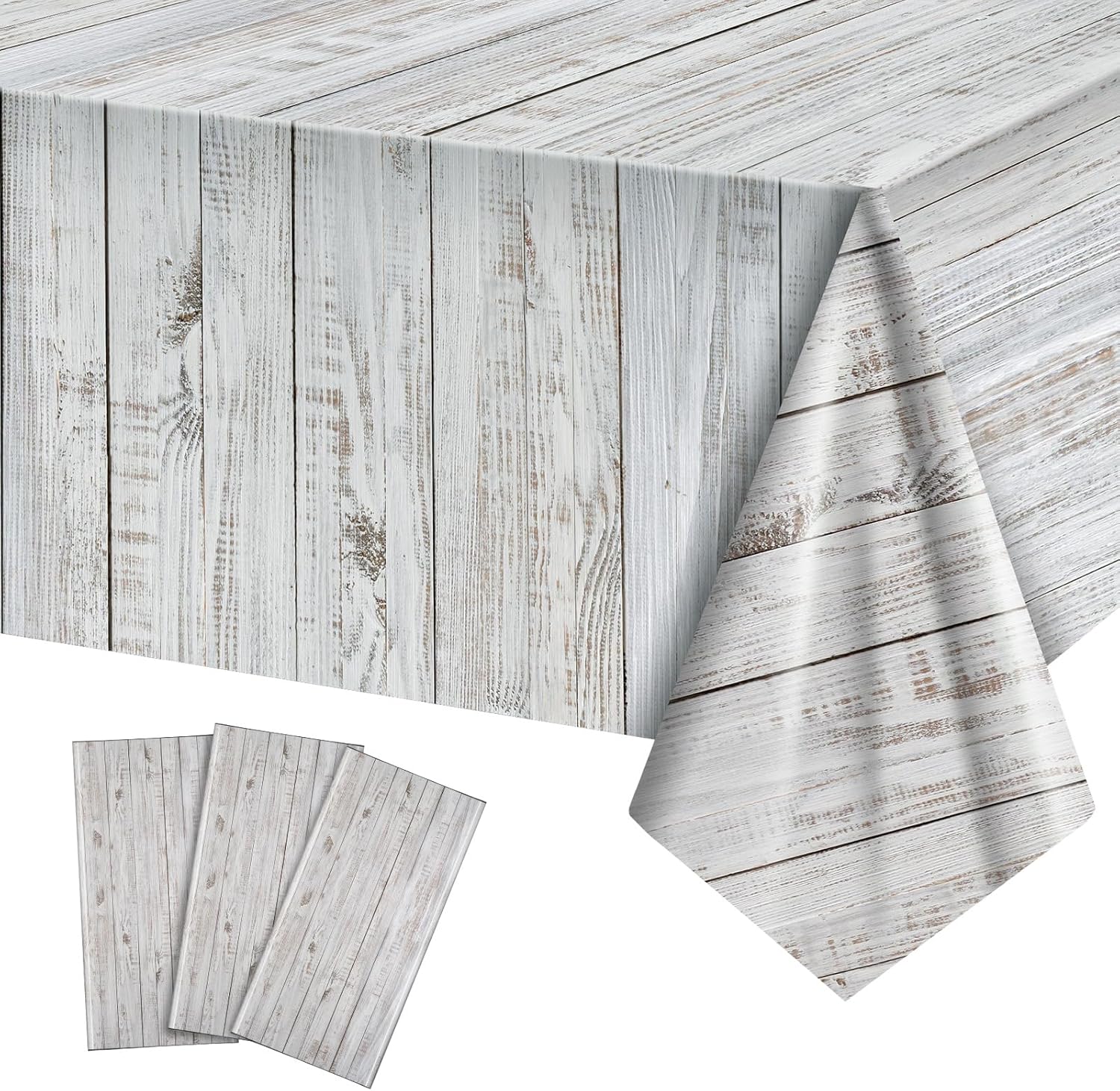 Amazon.com: Tatuo 3 Packs Natural Wood Grain Tablecloths Rustic Plastic ...