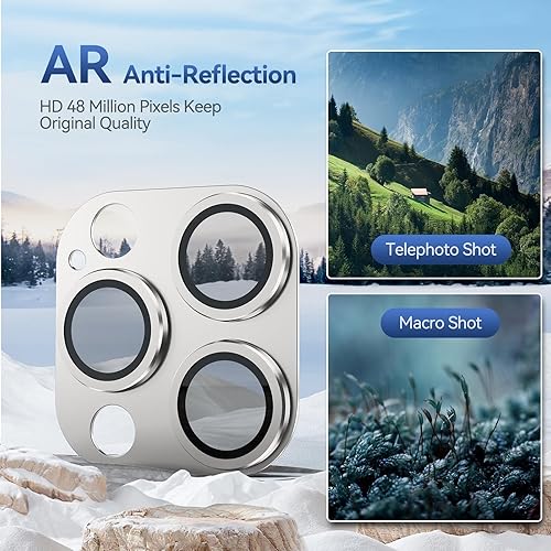 Miniatura 4 de Jeluse Paquete de 2 protectores de lente de cámara para iPhone 15 ProiPhone 15 Pro Max, protección contra caídas cubierta de cámara de vidrio