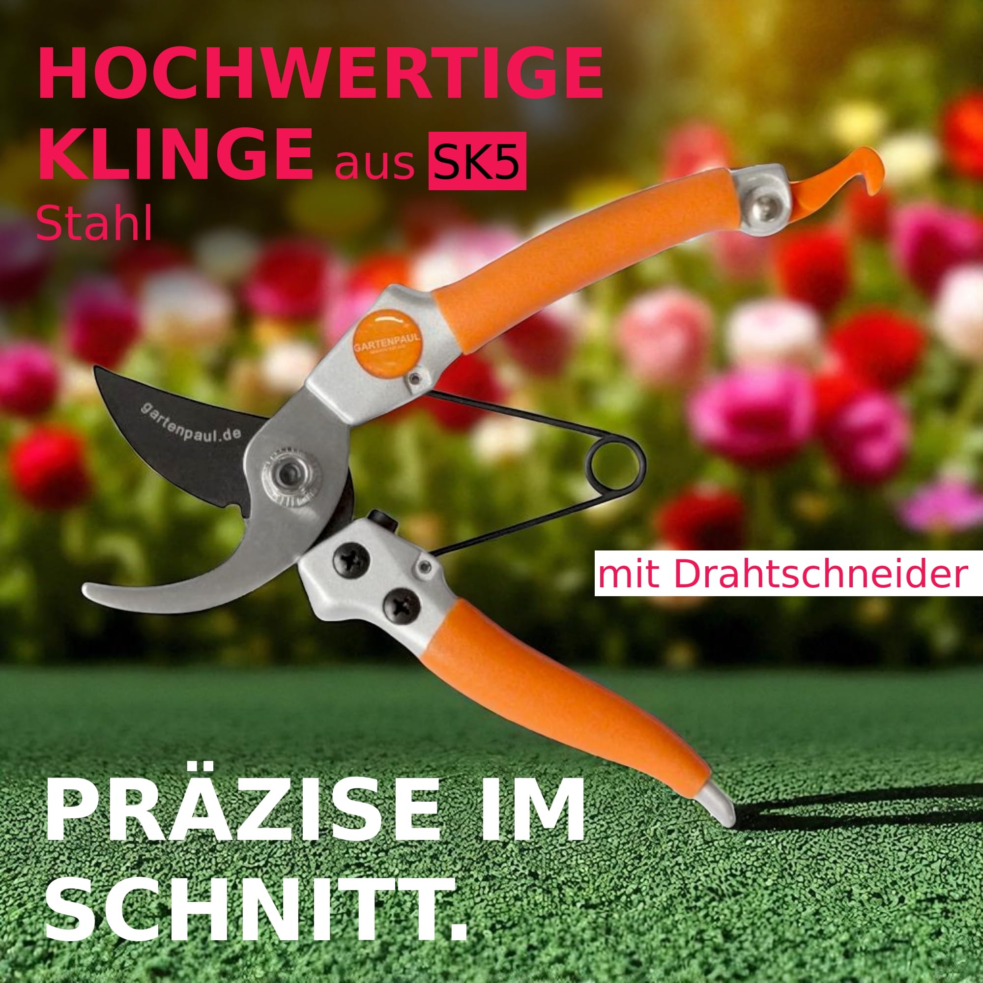 Gartenscheren Set, klein & groß Profi Hybrid Bypass-Gartenschere, Ratsche 2.0 mit zwei Antrieben + Ladyschere für kleine Hände, Ratschen Gartenwerkzeug Pflanzenschere Blumenschere