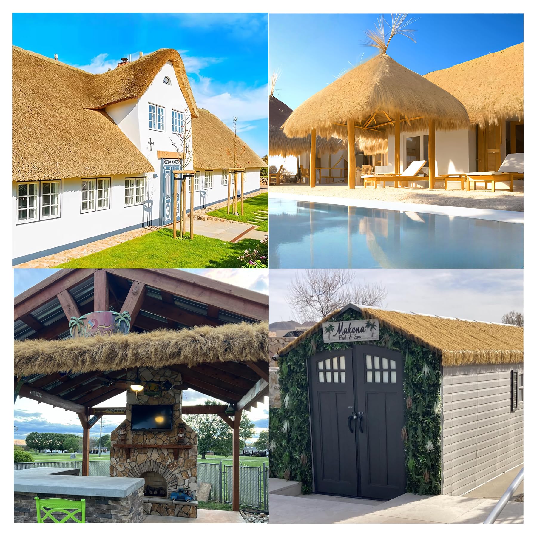 Chaume Synthétique Toit Tiki Bar,Rouleau de Paille Palapa Mexicain Artificiel,Décoration Toit en Chaume Ignifuge,Suitable for Gazebo, Pool, Beach and Hawaiian Parties(Size:1 * 10m)