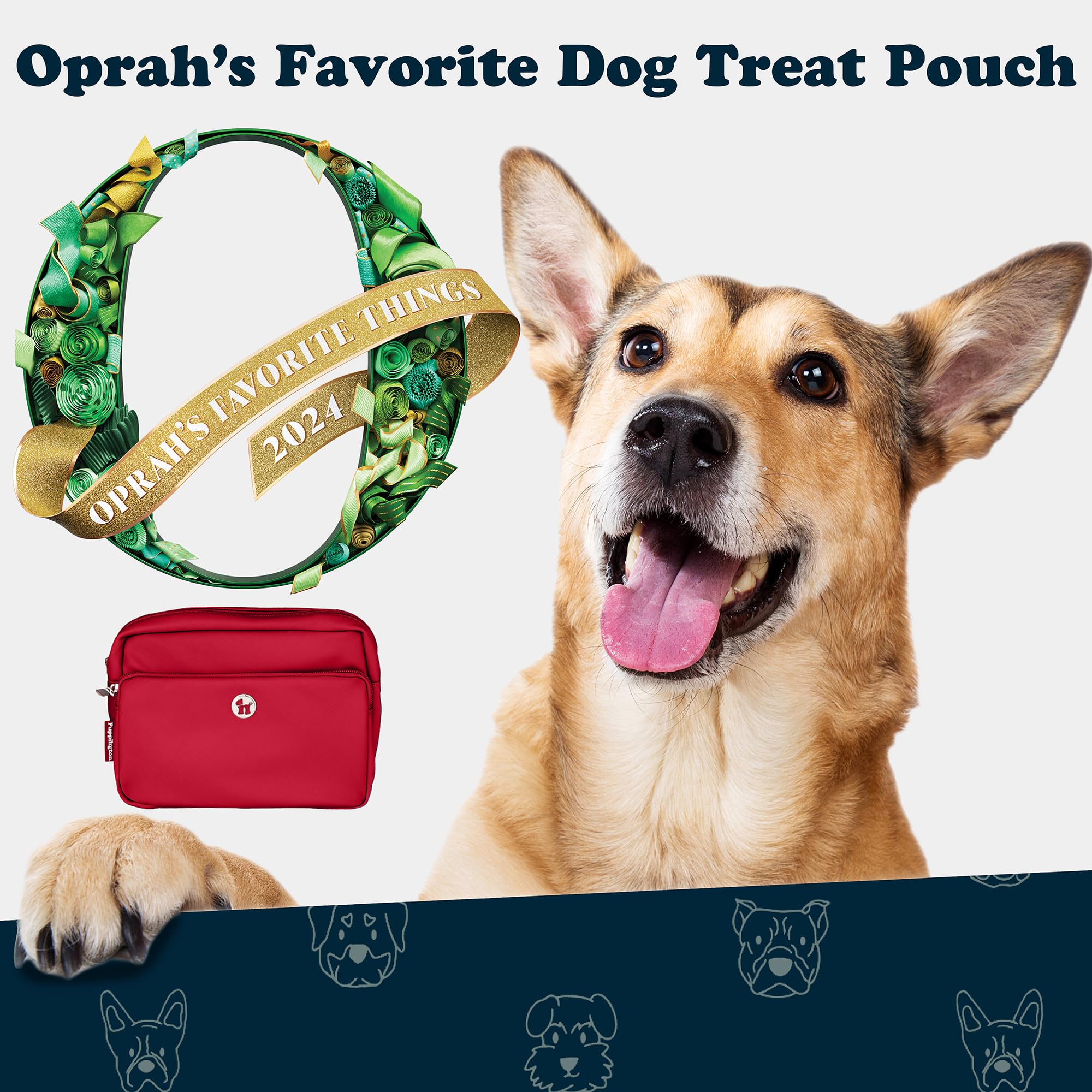 Puppington Bolsa de golosinas para perros para adiestramiento de mascotas, bolsillos con cremallera y dispensador de bolsas para excrementos de color, bolsa cruzada y riñonera, bolsa para pasear