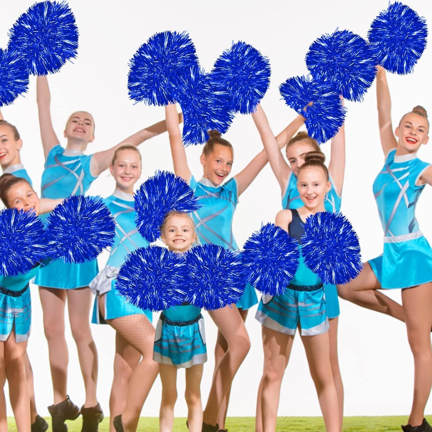 Funmo 12 PCS Pompones de Animadora, Pompones de Porrista de 6 Colores Pompones para Bailar con Mango de Plastico Pompones Cheerleader Pompones para Animar para Competición Deportiva Fiesta de Baile — view 5