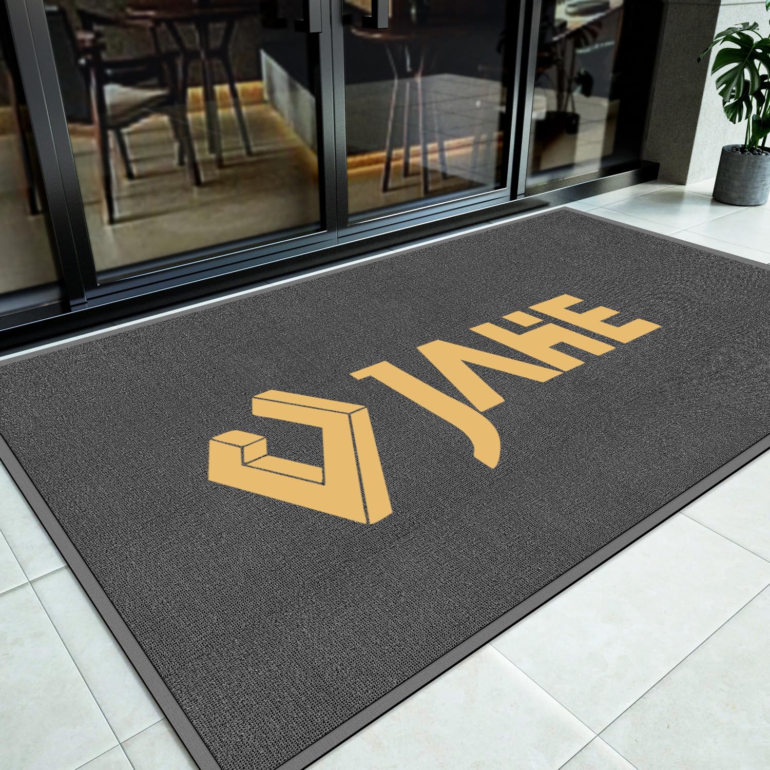Personalized Rugs, Custom Commercial Grade 3 x 6 ft Anti-Skid Rubber Backing Entrance Doormats for Business/Entryway Carpets Logo Text Customizable Welcome Outdoor Entry Mats for Home Garden