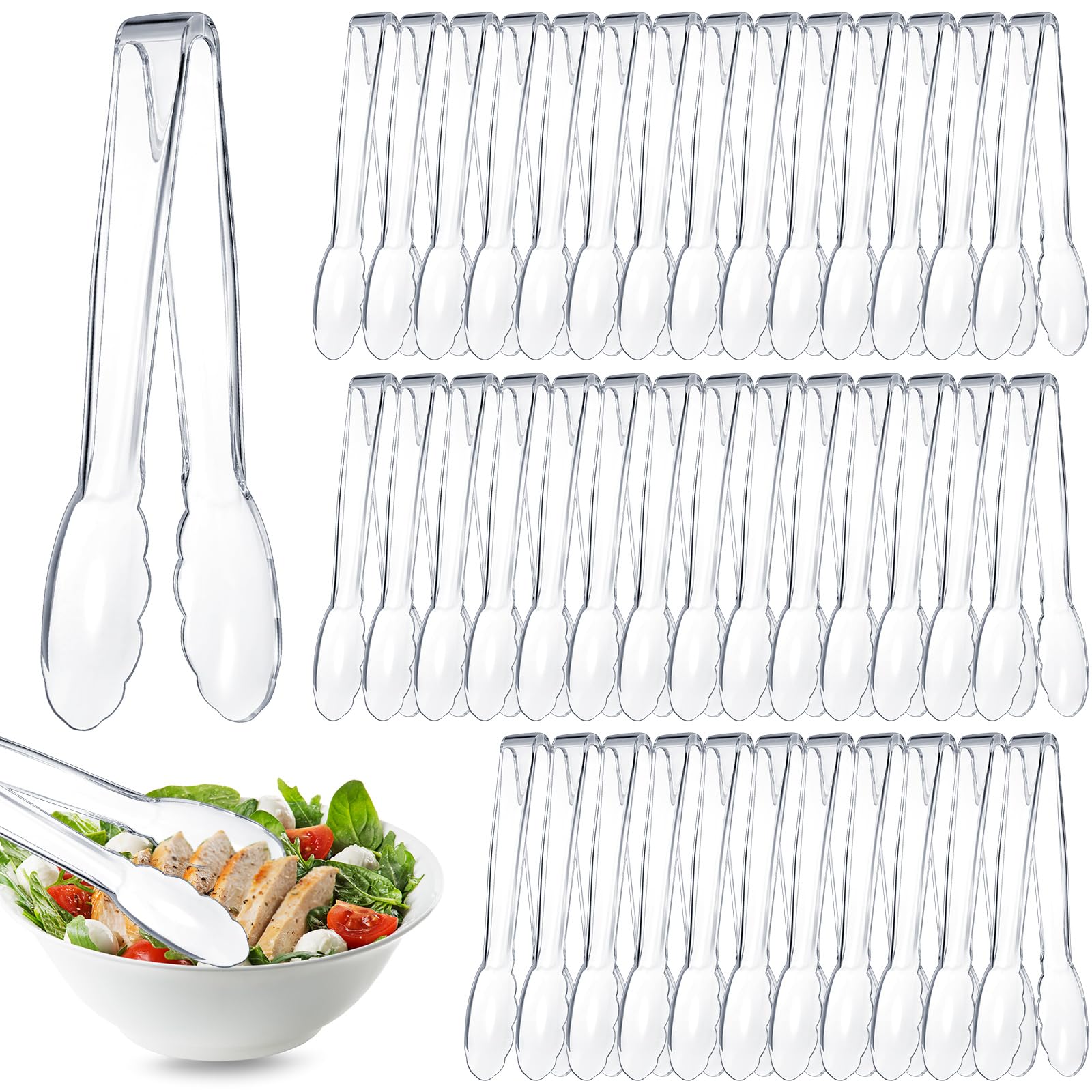 50 pinzas de plástico para servir a granel, pinzas de plástico de 9 pulgadas, pinzas desechables para servir, pinzas de ensalada de plástico resistente para bufés de cocina, barbacoa, eventos,