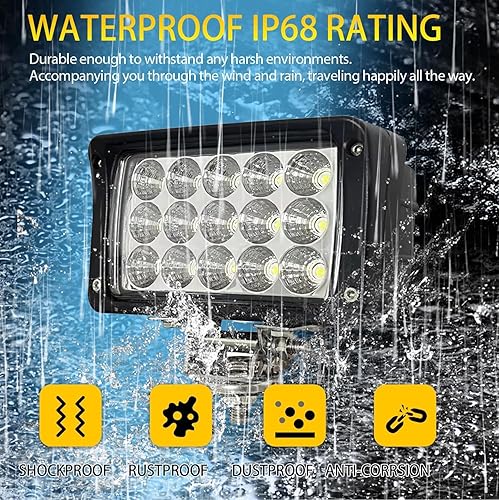 Miniatura 5 de Paquete de 2 barras de luz LED de 6.3 pulgadas y 45 W, luces de trabajo LED de 4500 lm, 12 voltios24 voltios, faros delanteros rectangulares