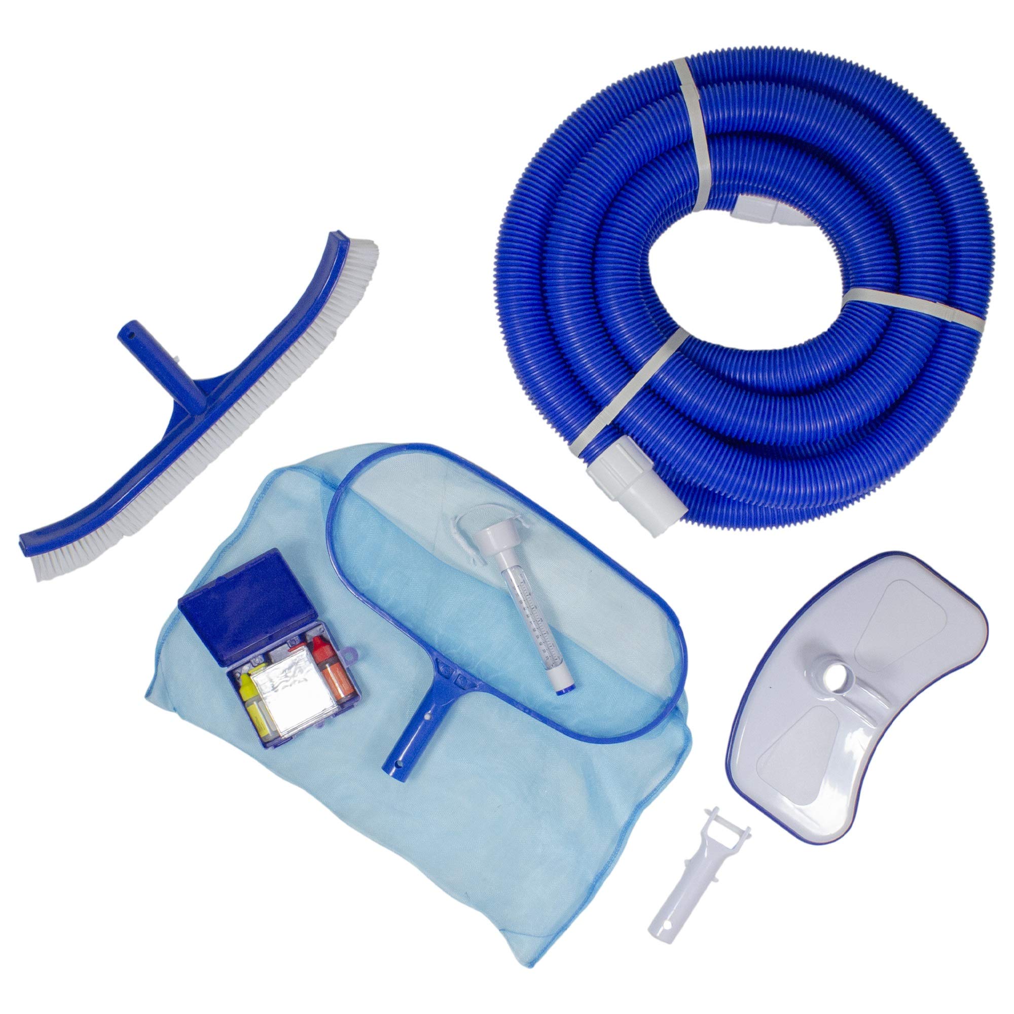 7-Piece Blue and White Pool Maintenance Kit
