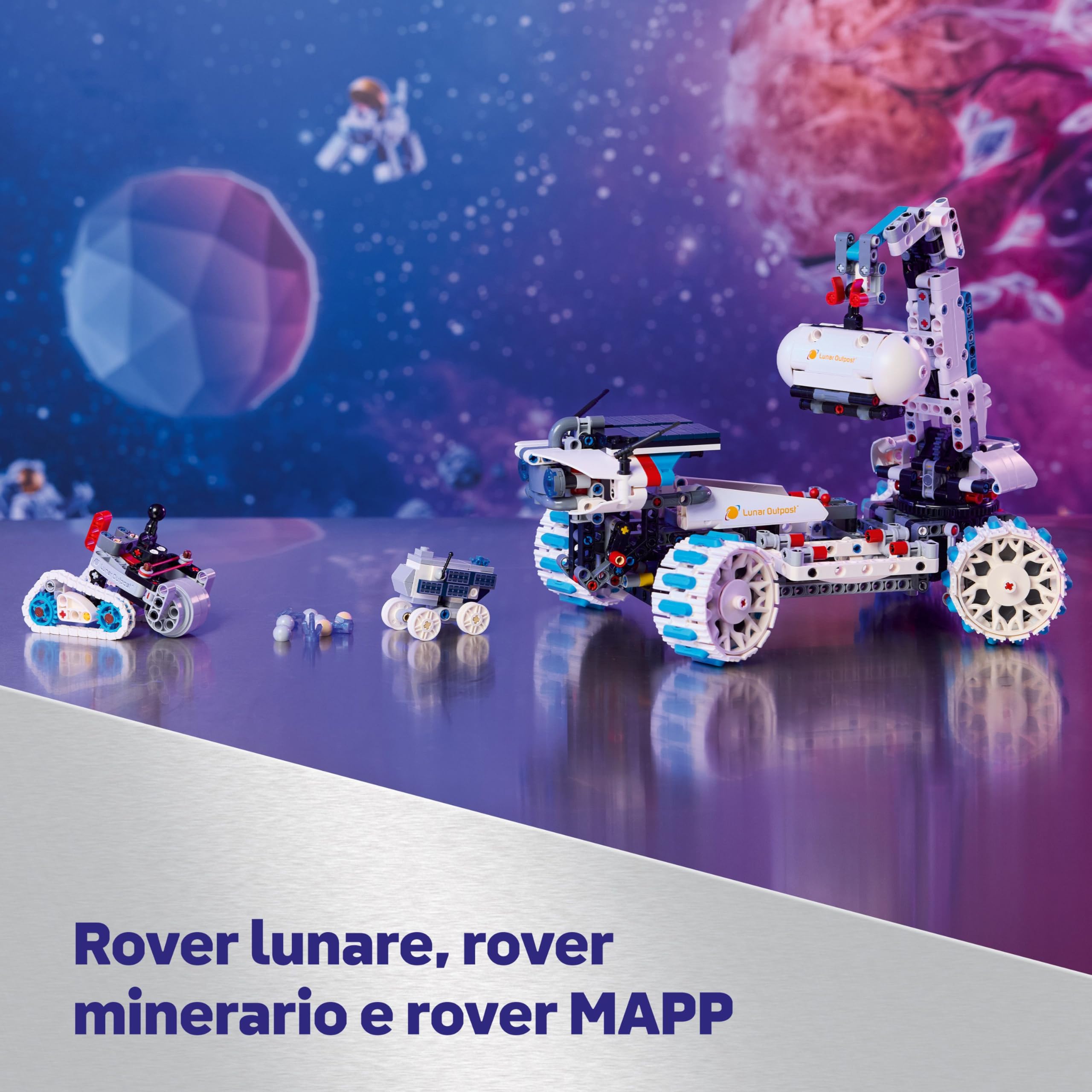 LEGO Technic Veicolo Spaziale Rover Lunare Lunar Outpost - Giocattolo Interattivo STEM con Braccio, Pannelli Solari e Modello di Robot - Regalo di Compleanno per Bambini e Bambine da 10 Anni - 42211