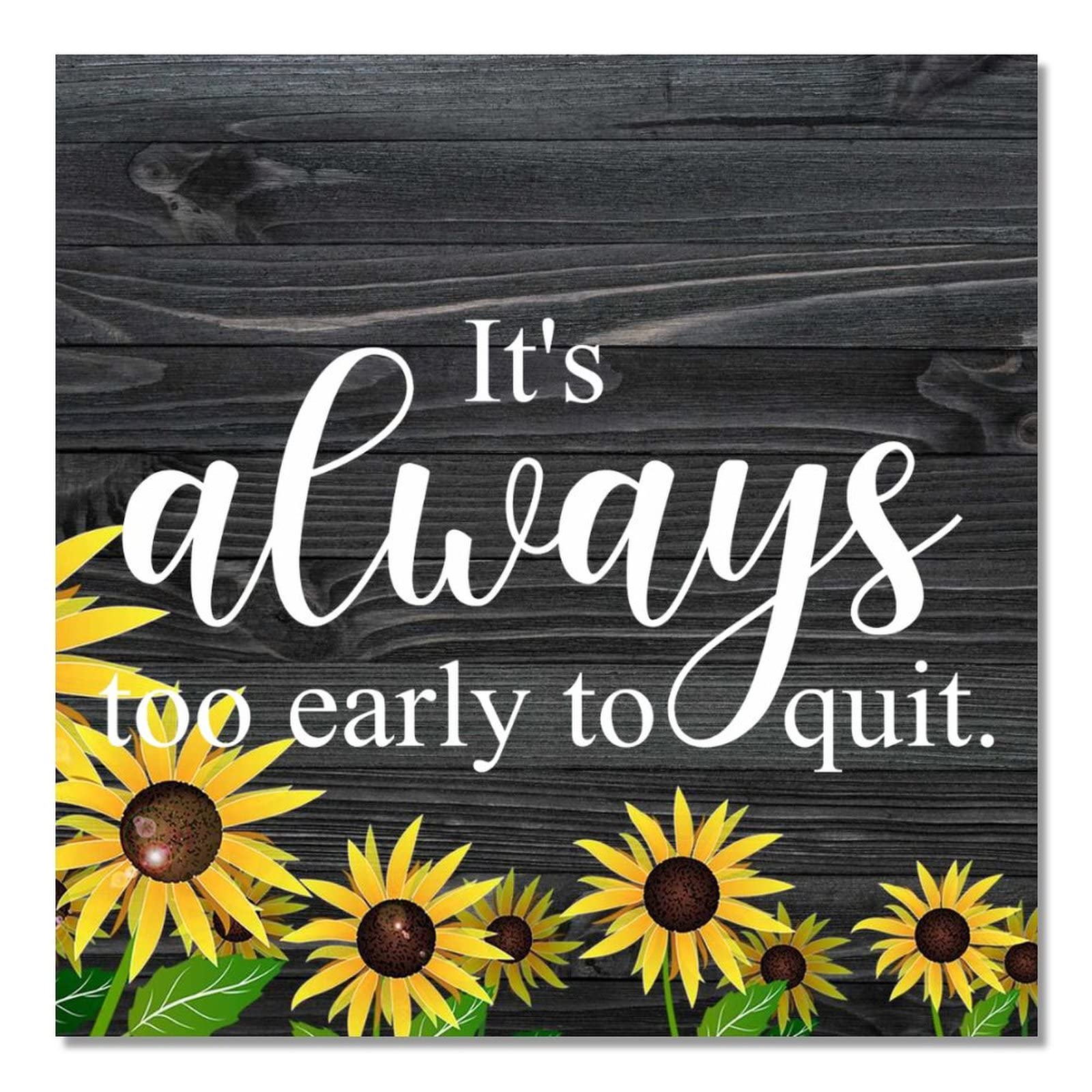 Plaque bois déco tournesol tableau rustique vintage avec citation de motivation