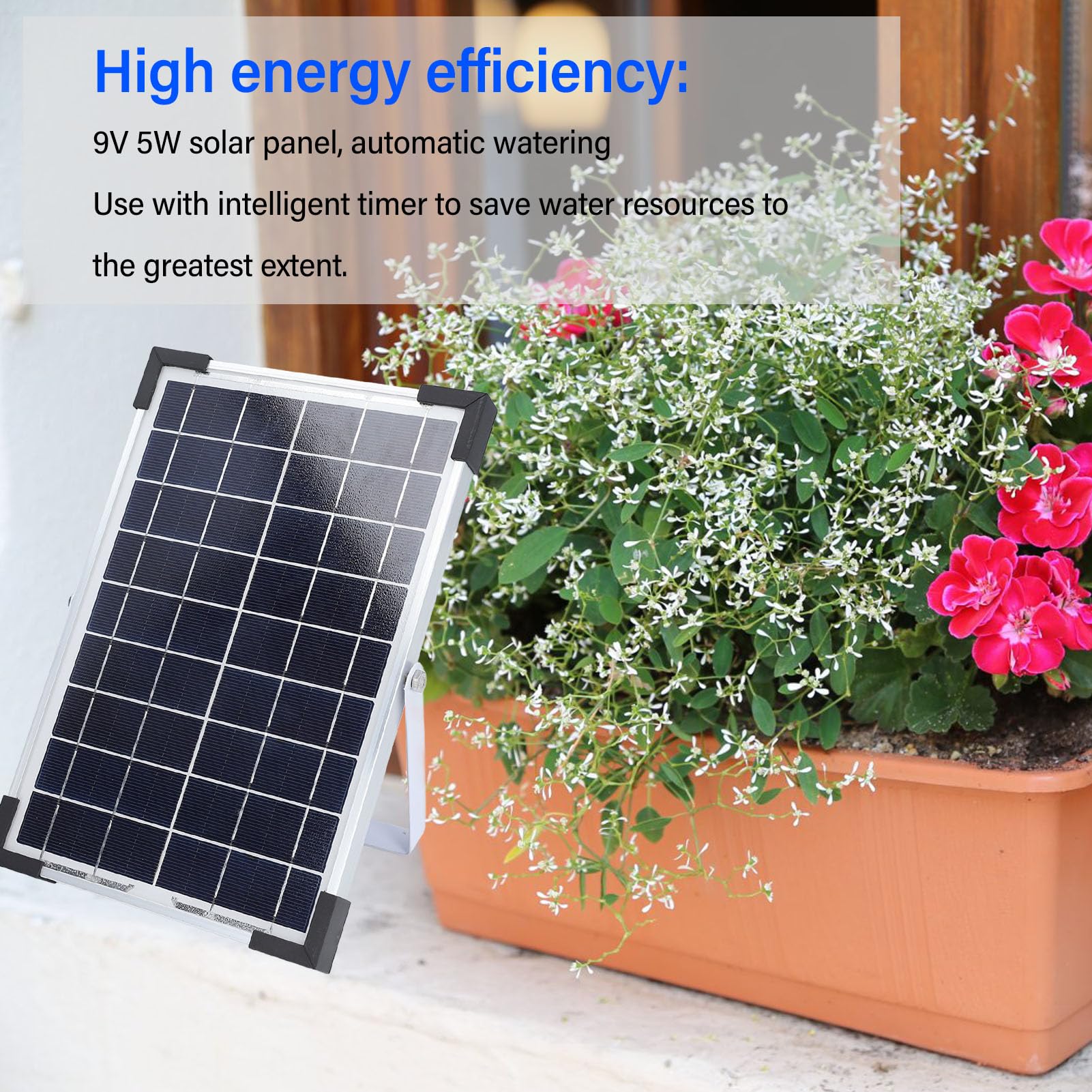 EMUKOEP Hocheffizientes Solarbewässerungssystem, Vielseitiges Design, 10 Timing-Modi mit Eingebauter Batterie für die Pflanzenpflege Im Innen- und Außenbereich