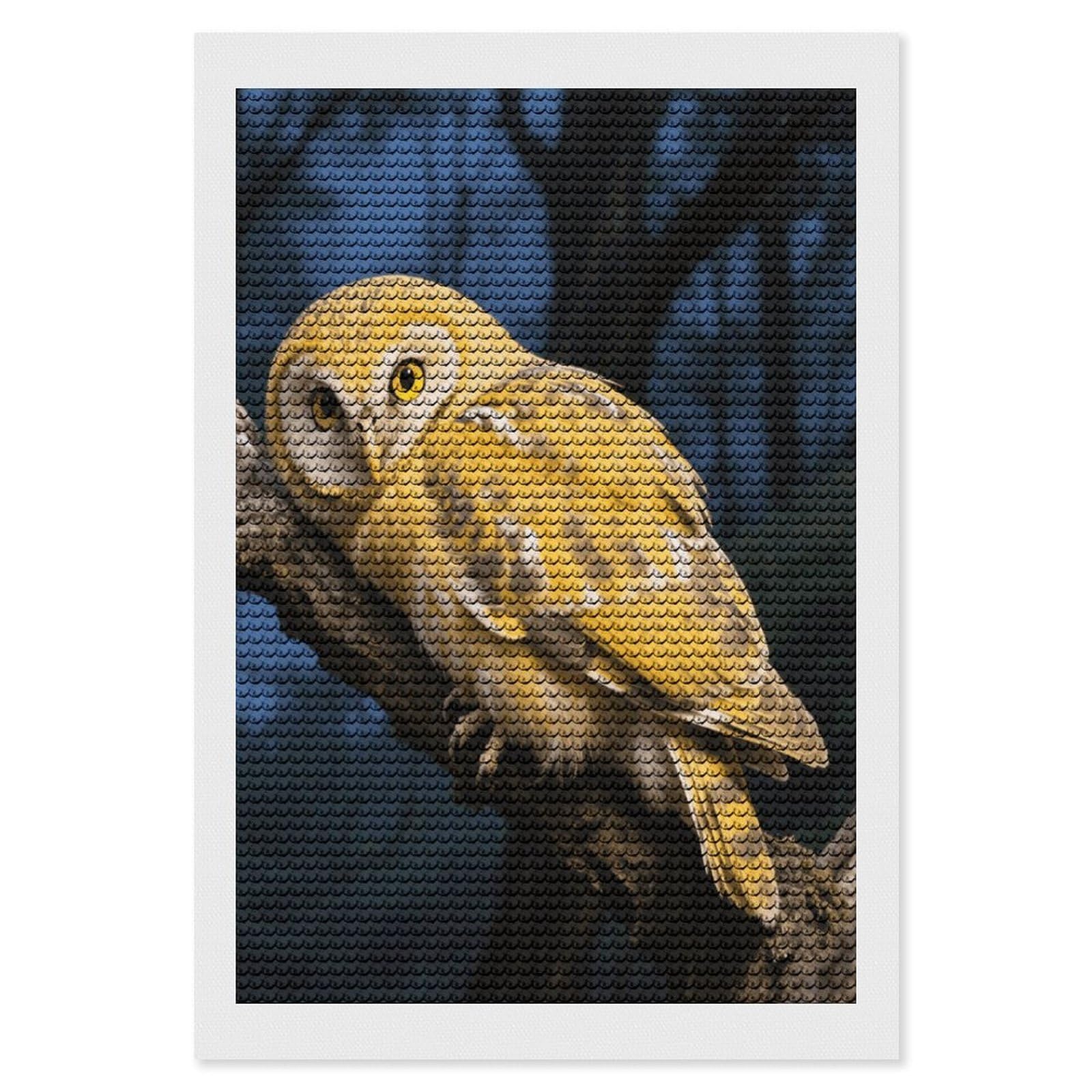 FodPand Yellow Snowy Owl 5D Diamond Painting Kits for Adults Beginners Full Drill Round Diamond Dots Pictures Gem Art Supplies for Home Wall Room Decoration DIY Craft Set Gift 8x12