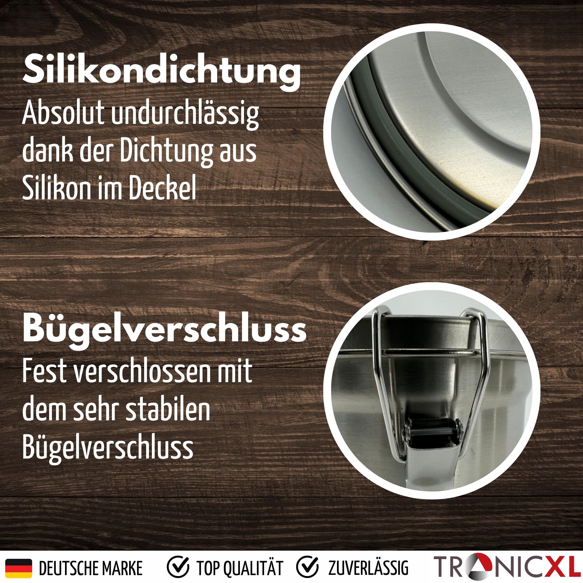 TronicXL Premium Lunchbox Edelstahl Behälter Mit Deckel 3er Pack Behälter für Camping Küche Brotdose Lunchbox Gemüse Fleisch Käse Dichtung auslaufsicher Frischhaltedose Metall