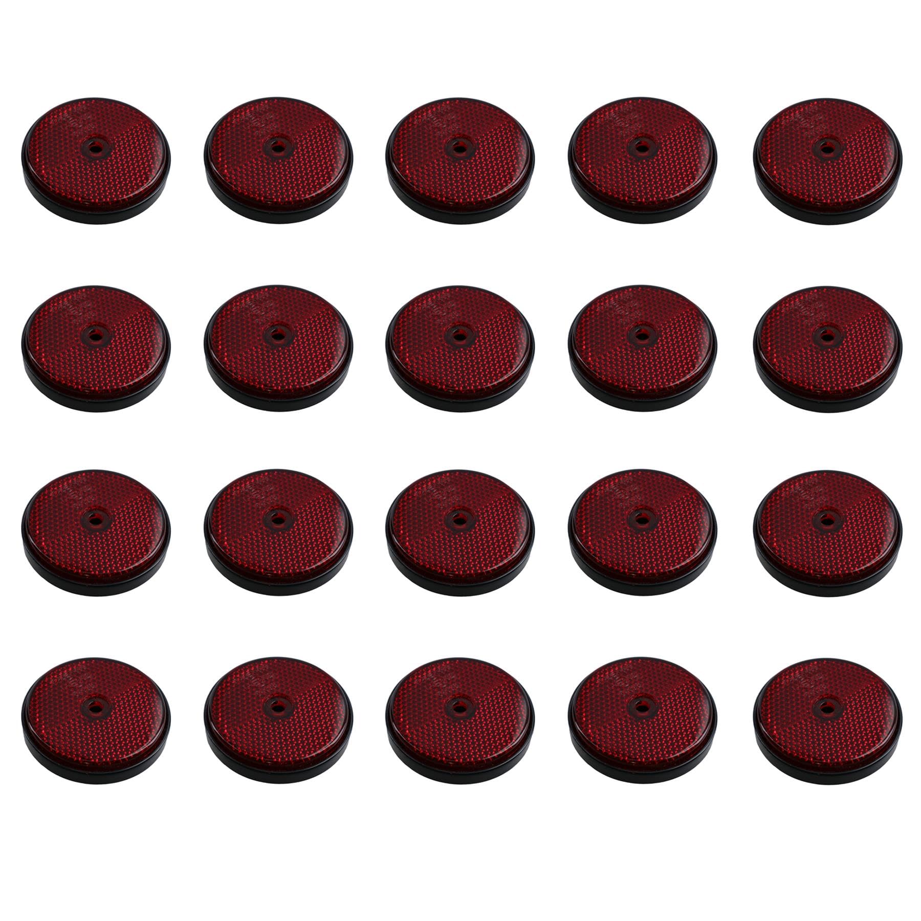 20 x Red Round Circular Reflectors for Driveway Gate Fence Posts Trailer Rears