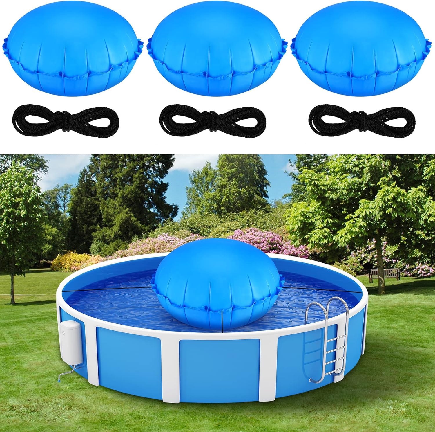 3 Pcs Pool Pillows for Above Ground Pools 4 x 4 ft Pool