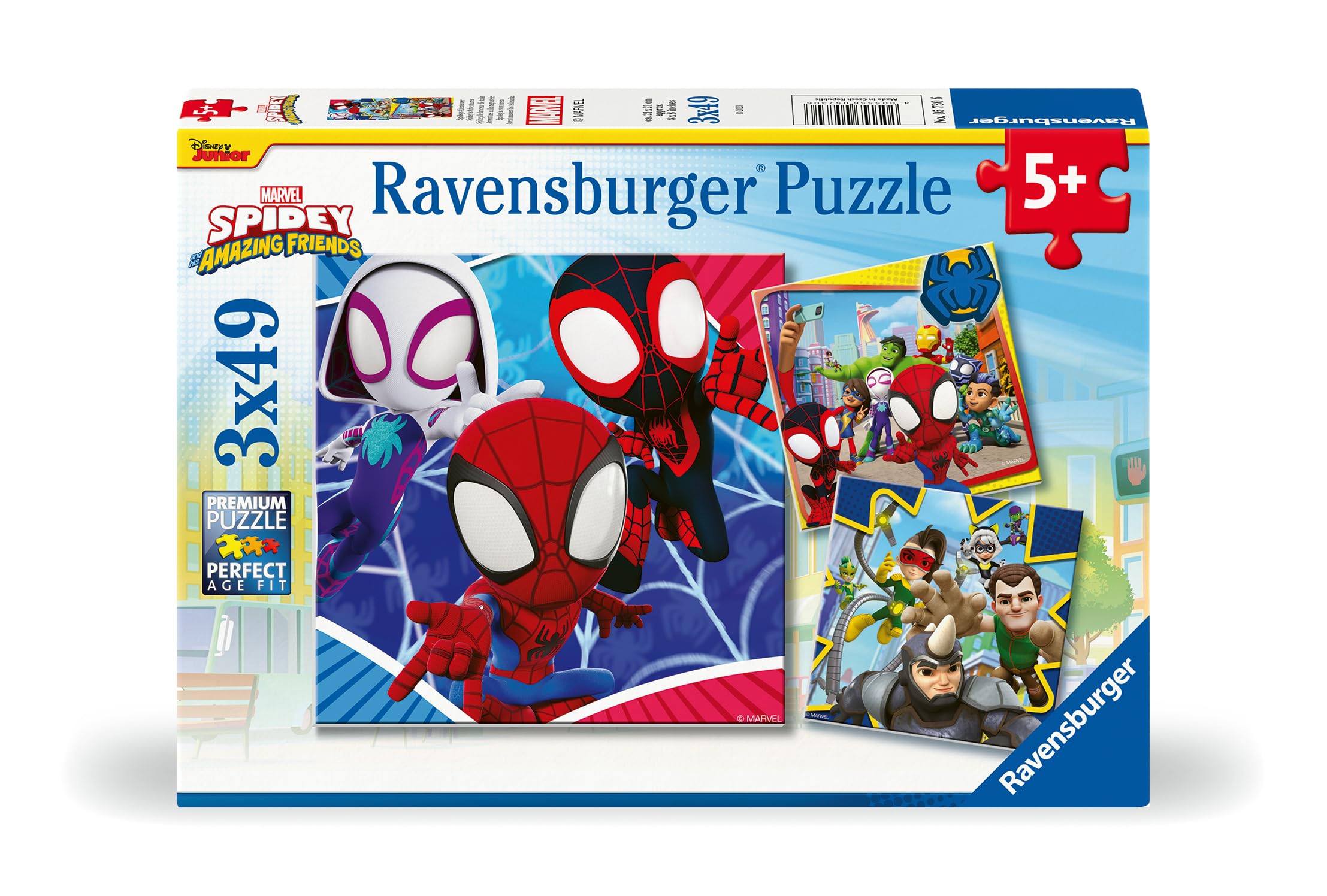Ravensburger - Puzzle Marvel Spidey Amazing Friends, Rompecabezas para Niños de 5+ Años, Juego Educativo y Estimulante, 3 Puzzles de 49 Piezas