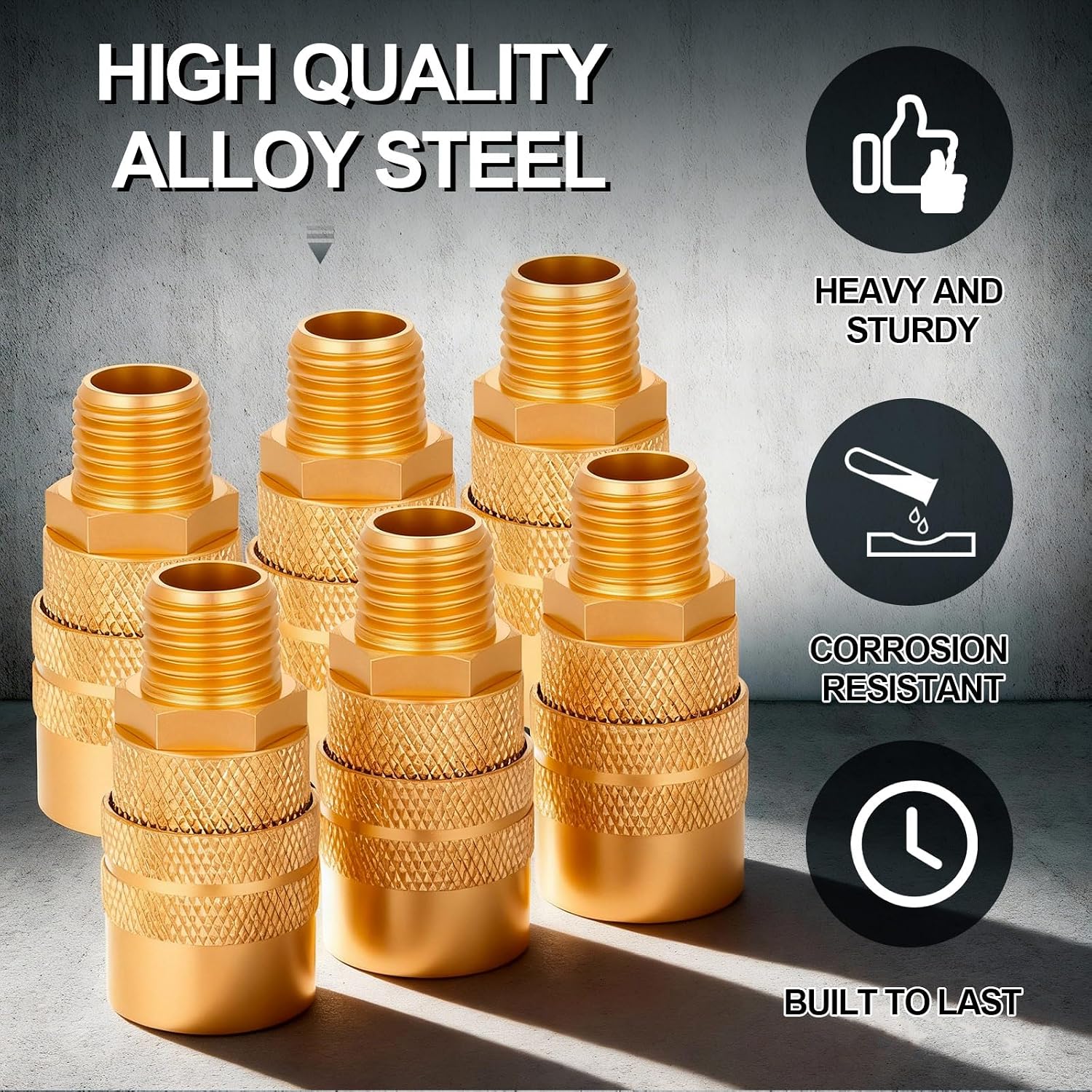 Yaocom 12 Pcs 1/4" MNPT M Coupler, Industrial Air Fitting Brass Quick Connect Coupler, Compatible with MNPT M Couplers/Plugs