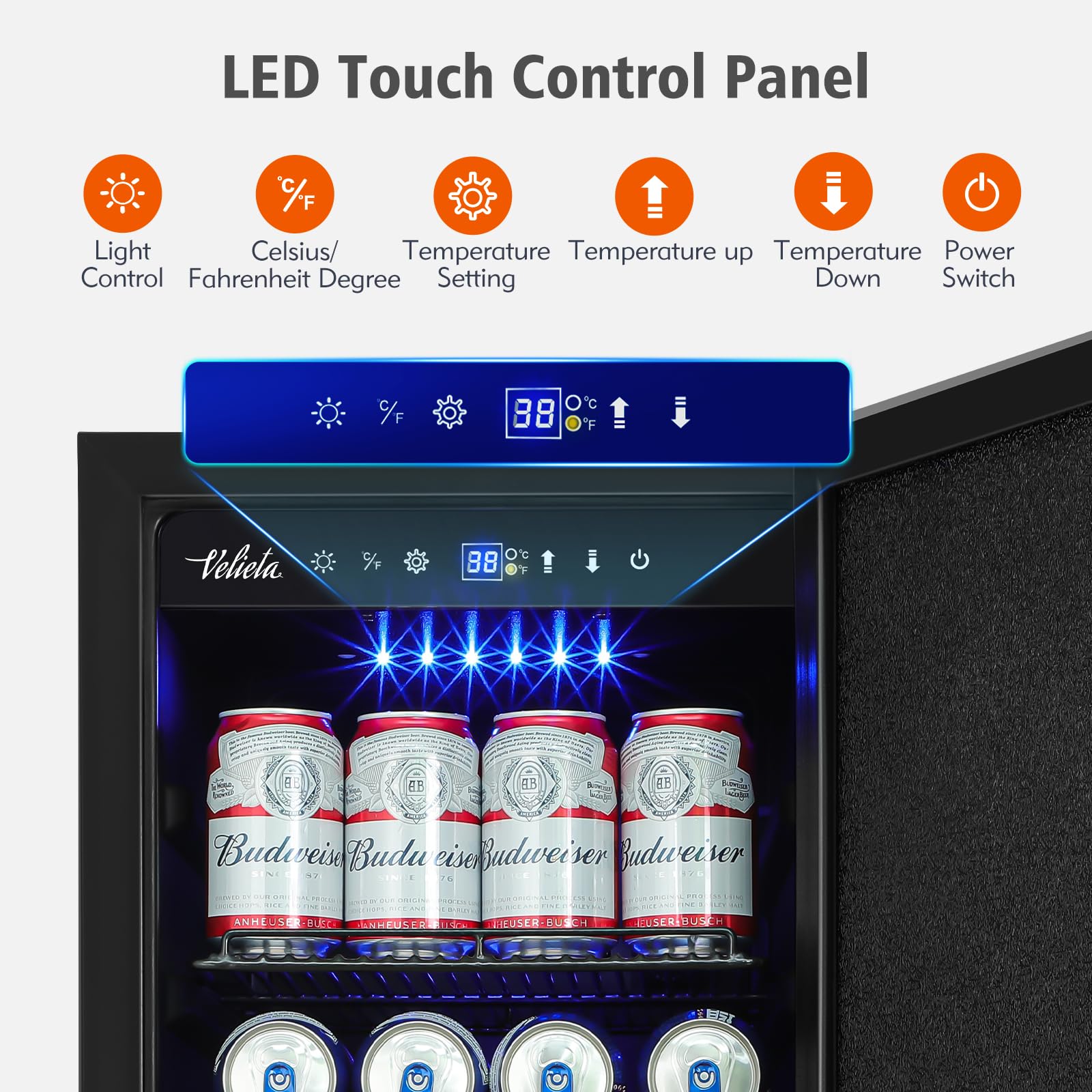 Velieta 15 Inch Outdoor Beverage Refrigerator Cooler,Stainless Steel 127 Cans Beverage Fridge With French Door Under Counter Built-In Or Freestanding, Perfect For Beer, Cola on Fridge.com - View 5