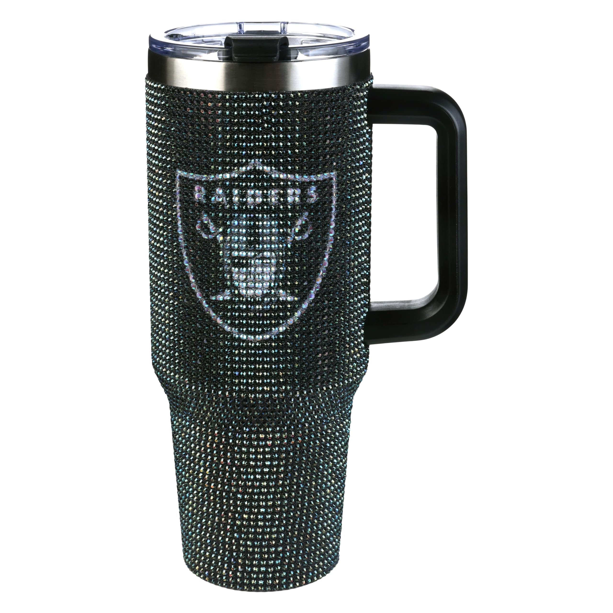The Memory Company Officially Licensed 40oz TC Bling Game Day Tumbler with Vintage Logo, Las Vegas Raiders