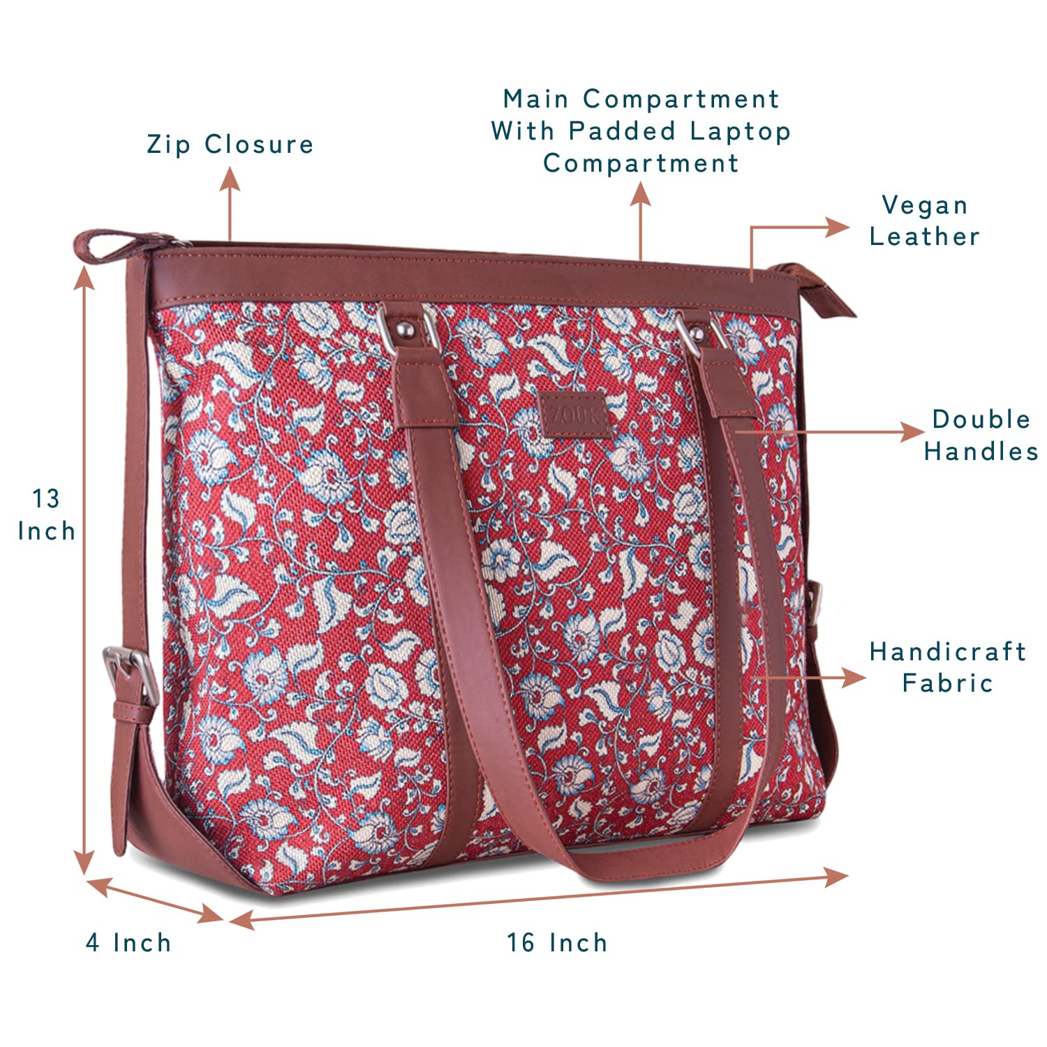 ZOUK Stylish Office Laptop Bag | Tote Bag For Women Fits Upto 15.6 inch |Purse for Women | Vegan Leather Handbag | Daily & Travel Use 19 81+kdgoe0vL. SL1500