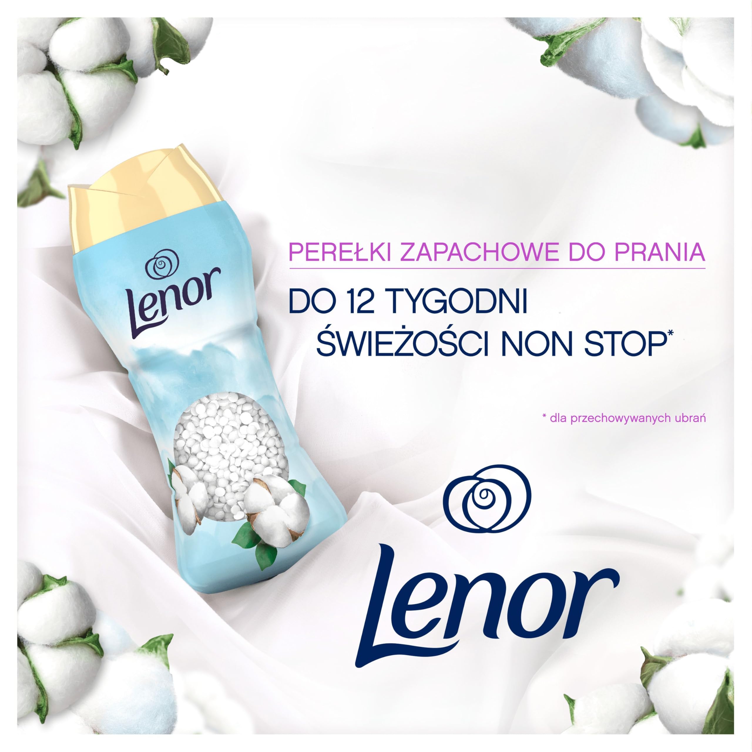 Lenor Cotton Fresh Perełki zapachowe do prania 6x495 g, delikatna świeżość, która trwa