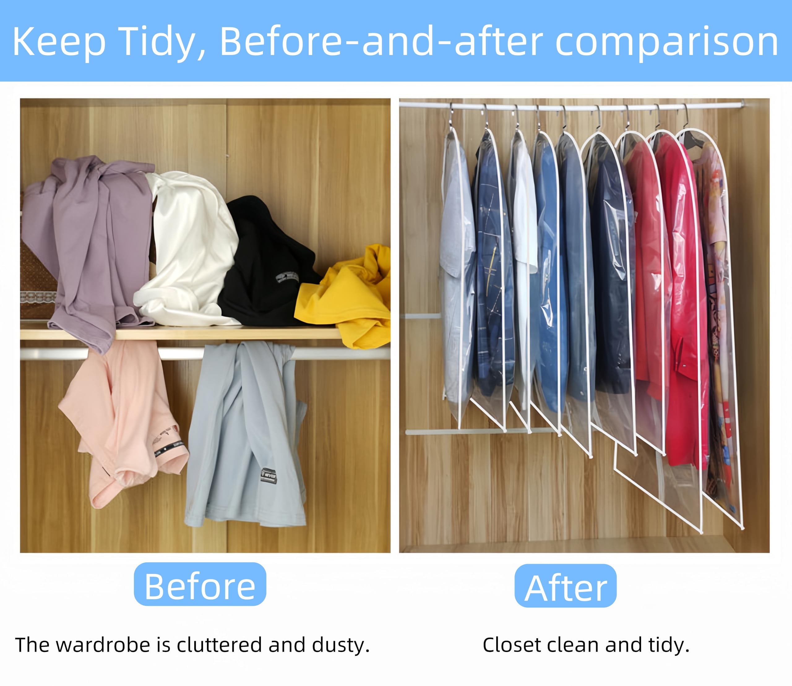 Lot De 6 Sacs à Vêtements Transparents Pour Suspendre Des Vêtements, Sacs De Costume Pour Femmes, Sacs En Plastique Pour Rangement De Placard, Sacs De Costume Avec Fermeture éclair Pour Manteaux