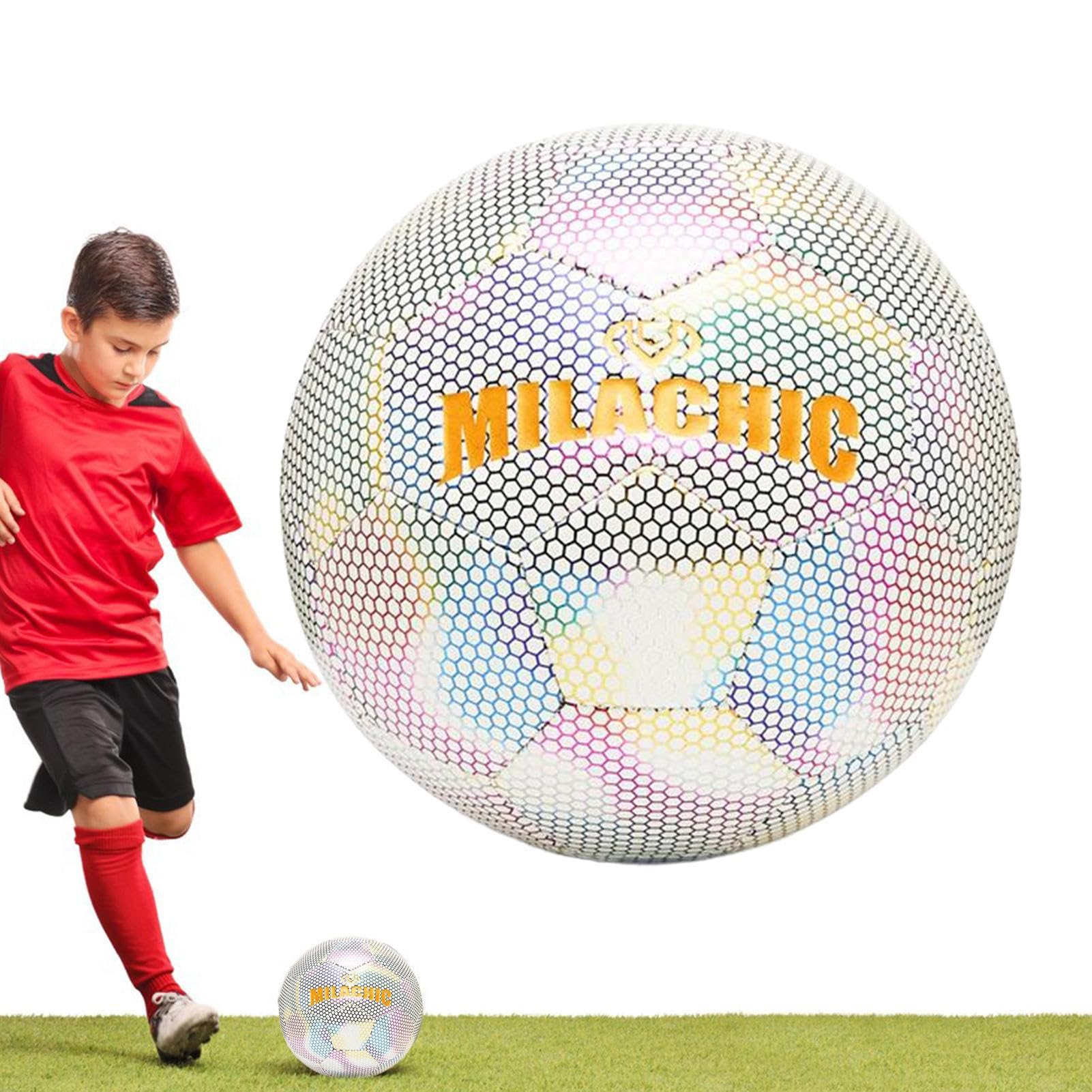 Pallone da Calcio Riflettente Illuminato, Pallone da Calcio | Luminoso per Bambini, Palloni da Calcio Luminosi Riflettenti Portatili, palloni da Calcio Luminosi per Adulti, Ragazze, Bambi