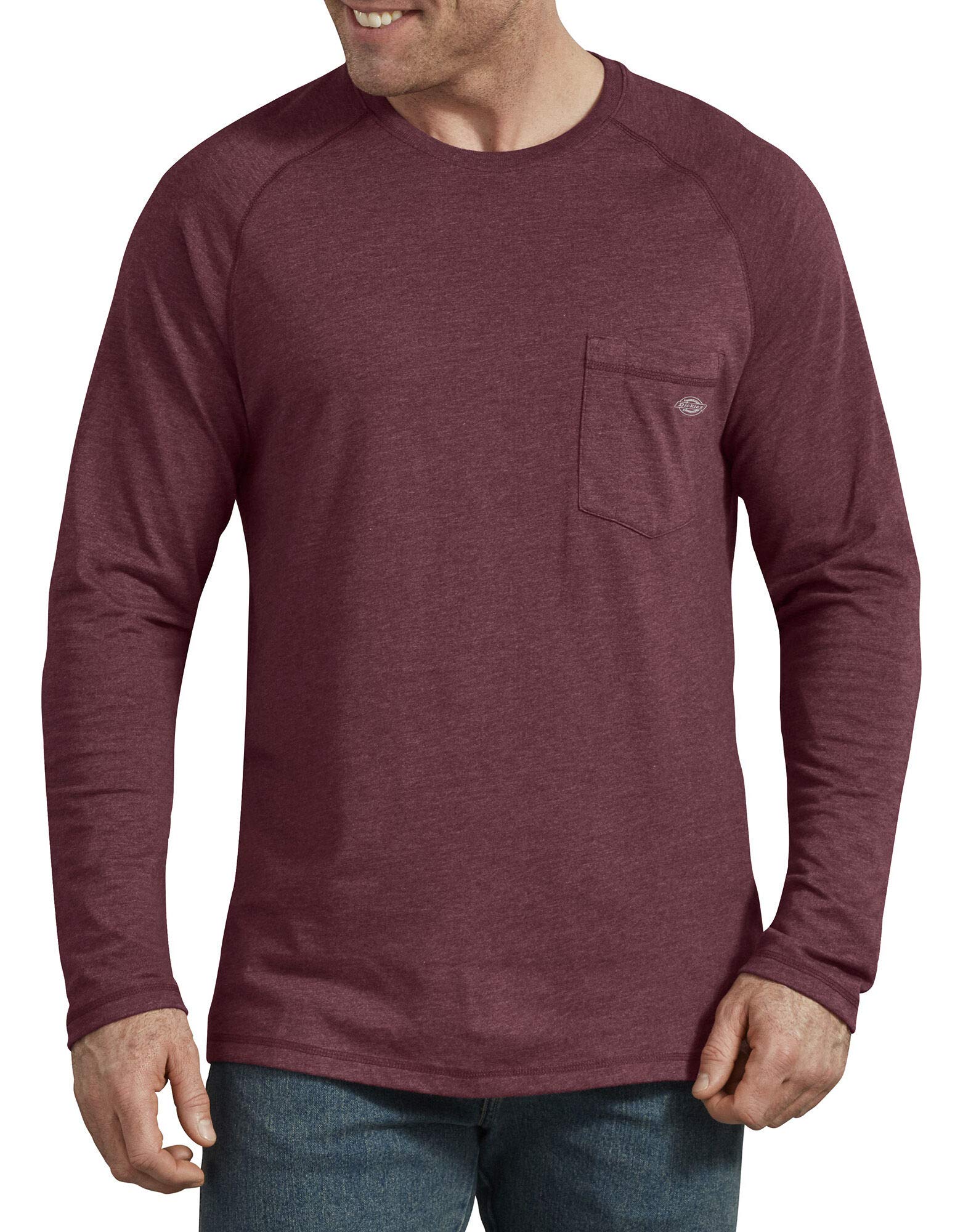 Dickies Men's Burgundy Heather V1 Temp-Iq Performance Cooling Long Sleeve T-Shirt, Xl