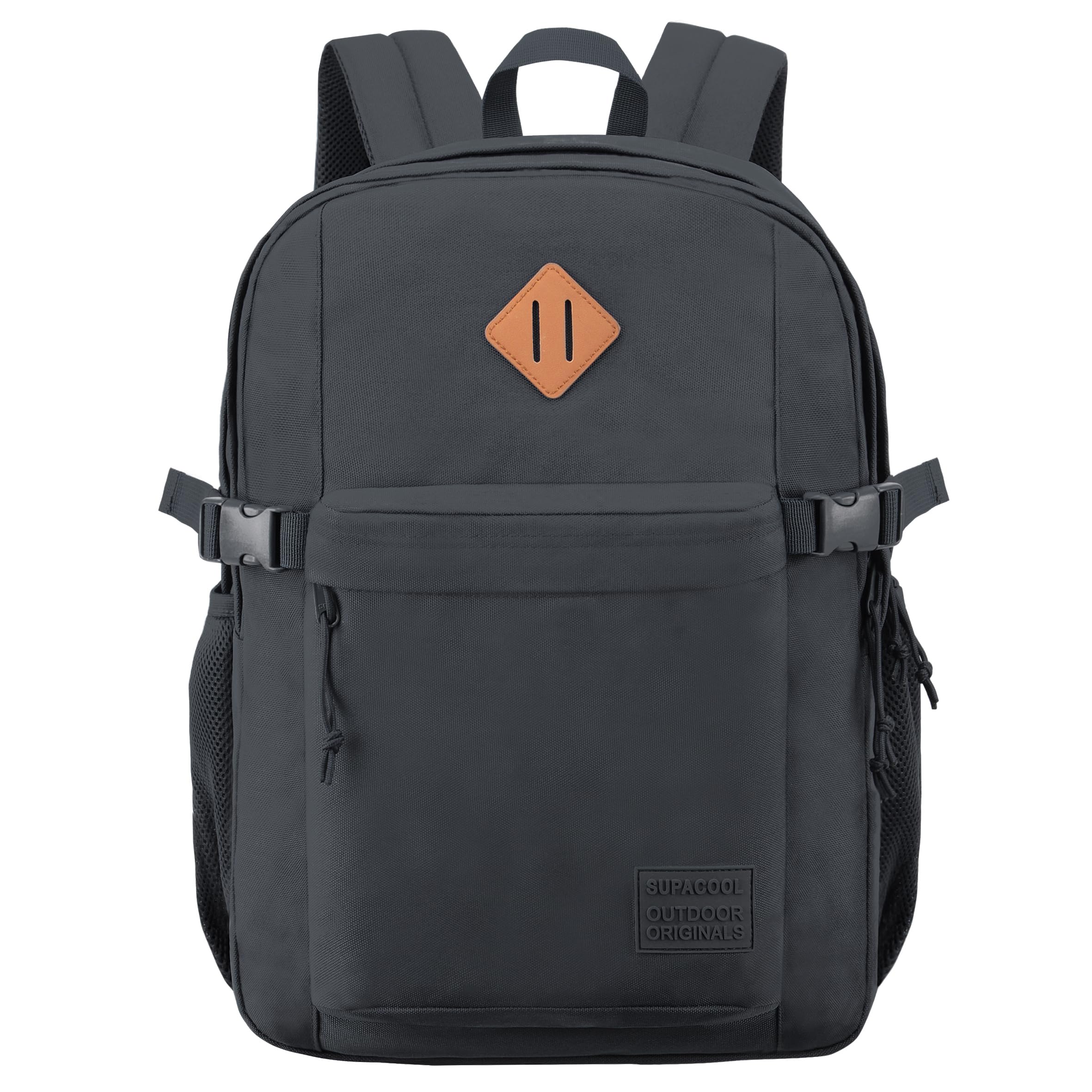 SUPACOOL Sac à Dos Léger et Décontracté pour Homme et Femme, Grand Sac à Dos pour écolier, Garçons et Filles, 16.5 Inch, Gris