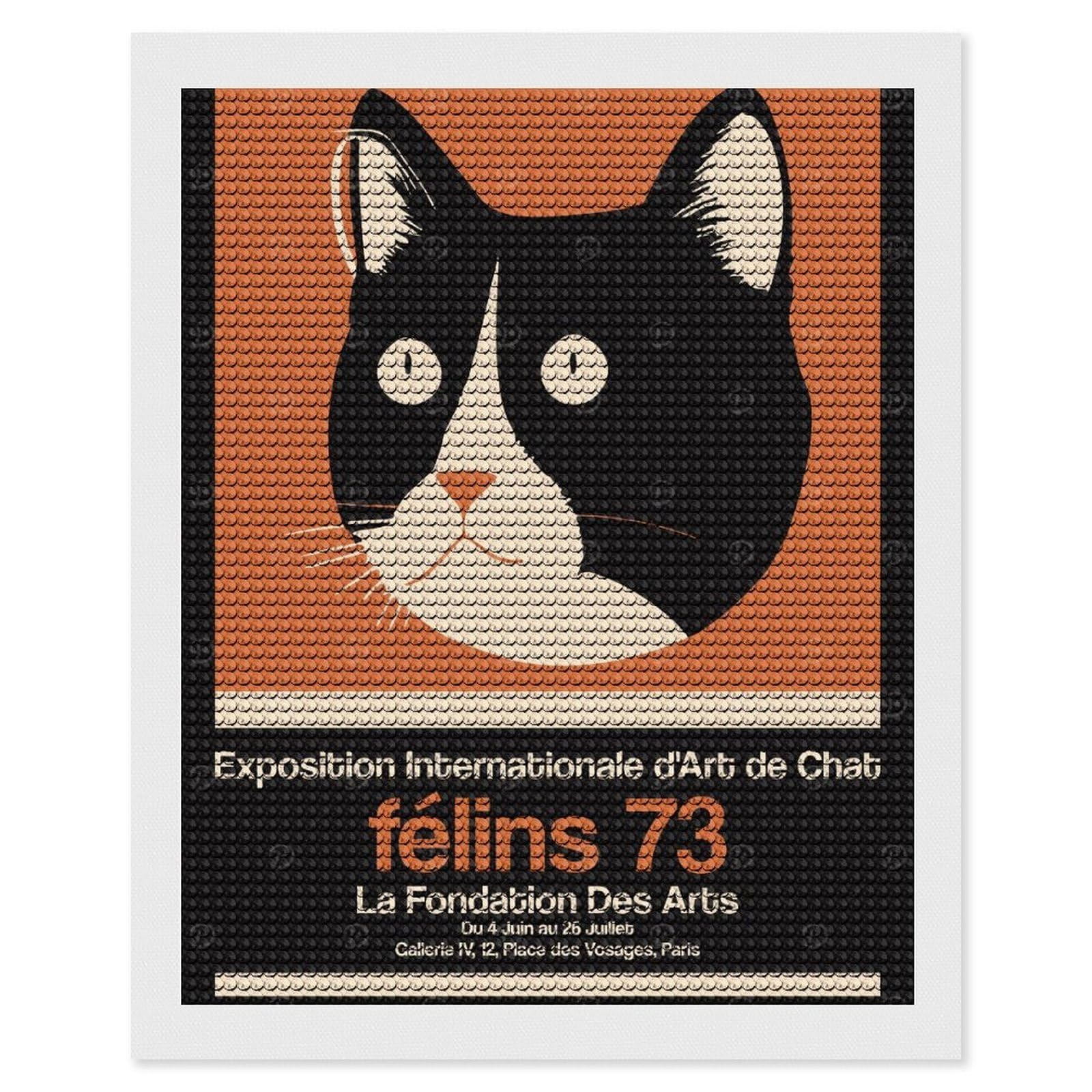 Junmoney Felins 73 Cat Exhibition Diamond Painting Canvas Set 16"x20", for Beginners, Complete Accessories, Christmas Gift, Modern Decor