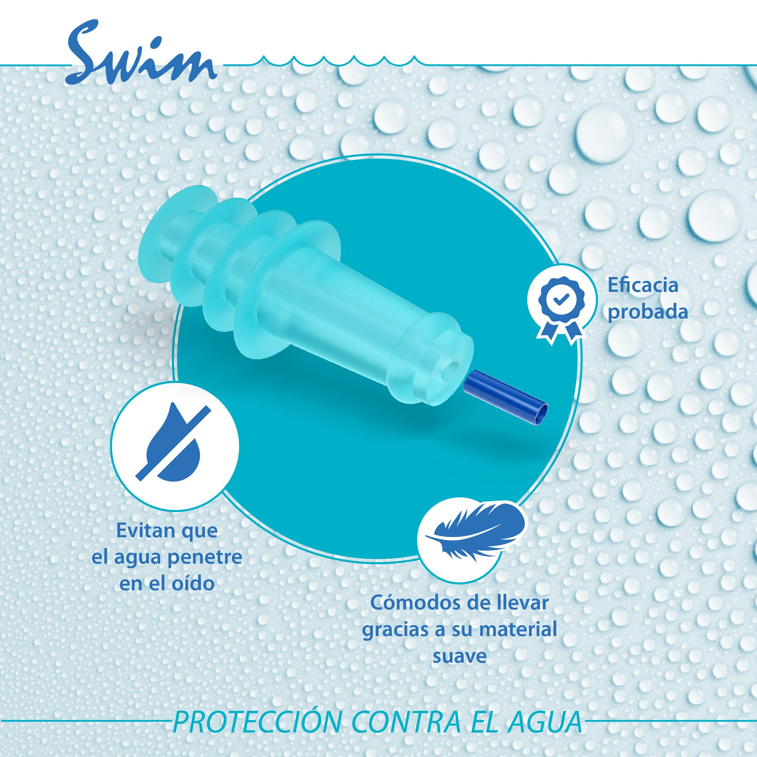 SANOHRA tapones para los oídos impermeables para nadar reutilizables 1 par adultos