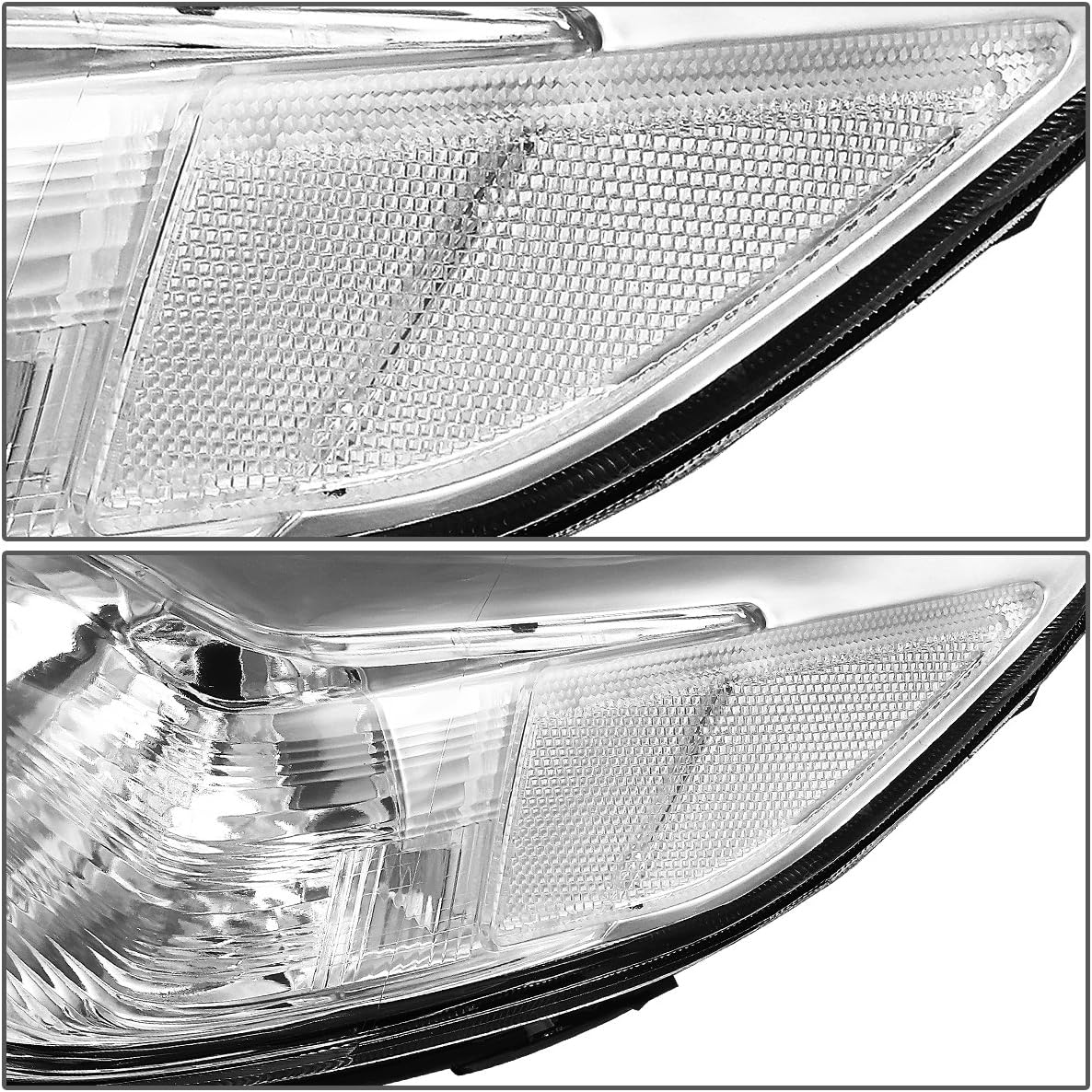 Auto Dynasty Headlights Assembly Compatible with 2011-2020 Toyota Sienna XL30, Driver and Passenger Side Halogen Headlamps Replacement w/Projector Low Beam, Chrome Housing Clear Corner