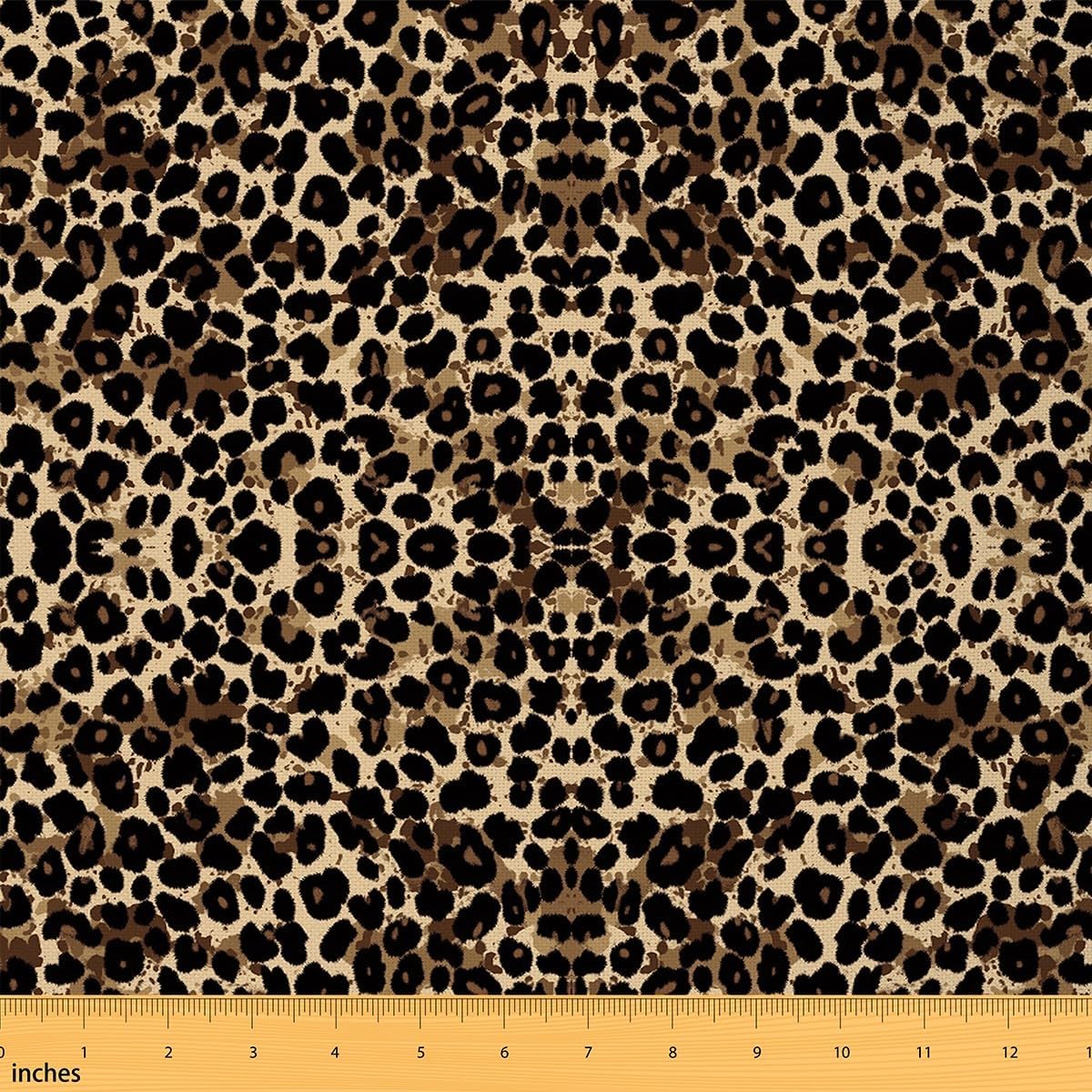 Leopard Print Upholstery Fabric for Chairs, Sarafi Cheetah Wild Animal Print Fabric by The Yard, Luxury Wildlife Style Decorative Fabric for Upholstery and Home DIY Projects, 3 Yards, Brown Black