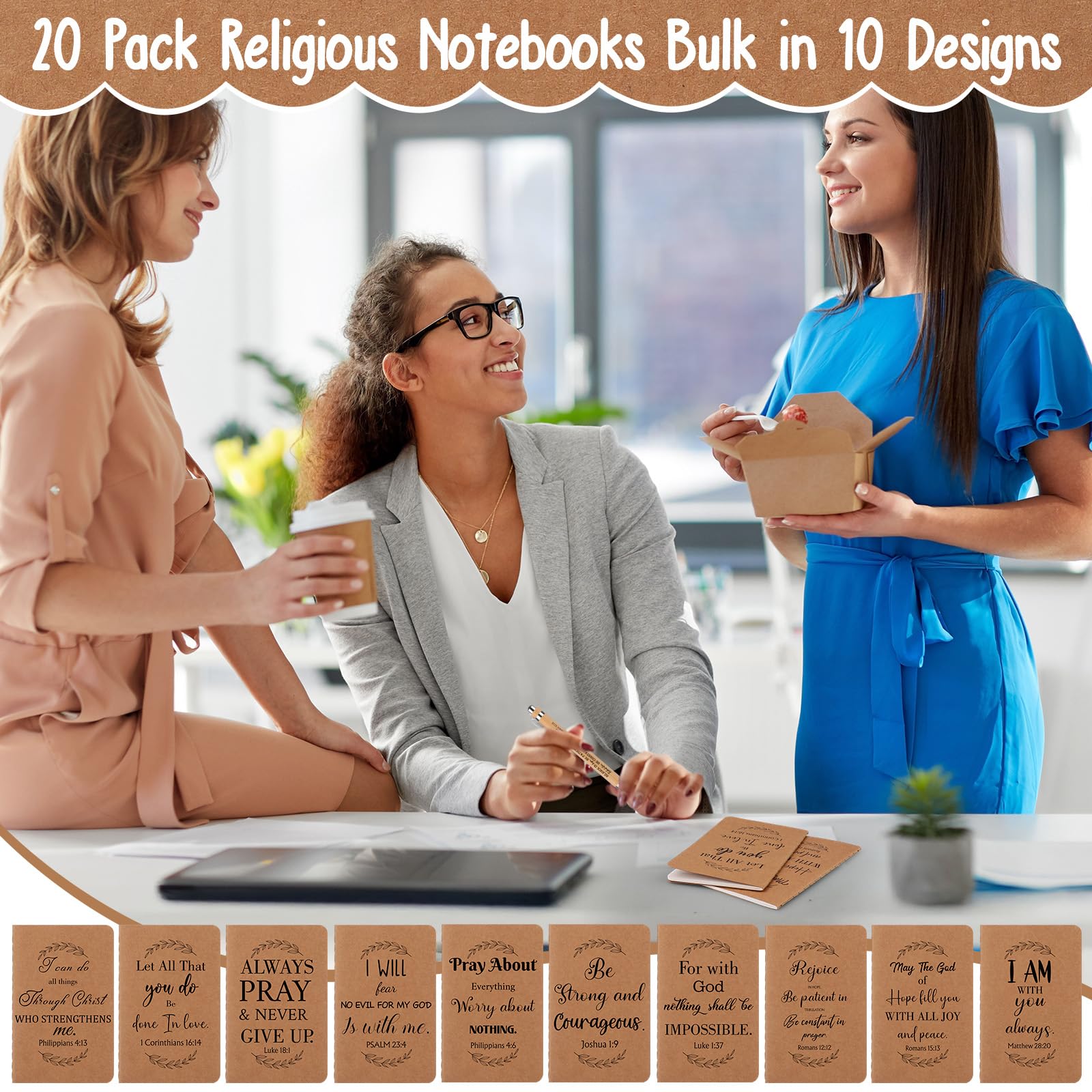 40Pcs Christian Notebooks Bulk Christian Gift Set Bible Verse Prayer Journals Bible Pens Christian Notebooks Ballpoint Pen Religious Gift Inspirational Scripture Gifts for Him Her Church Coworker - Image 4