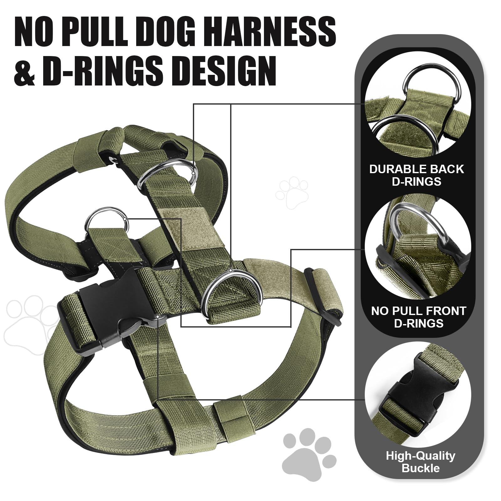 Pettorina Cane Taglia Grande Media Piccola, Pettorina Antifuga Regolabile con Ganci in Metallo, Pettorine Morbido Confortevole Imbottito Petto per Addestrare Le Passeggiate (Verde, L)