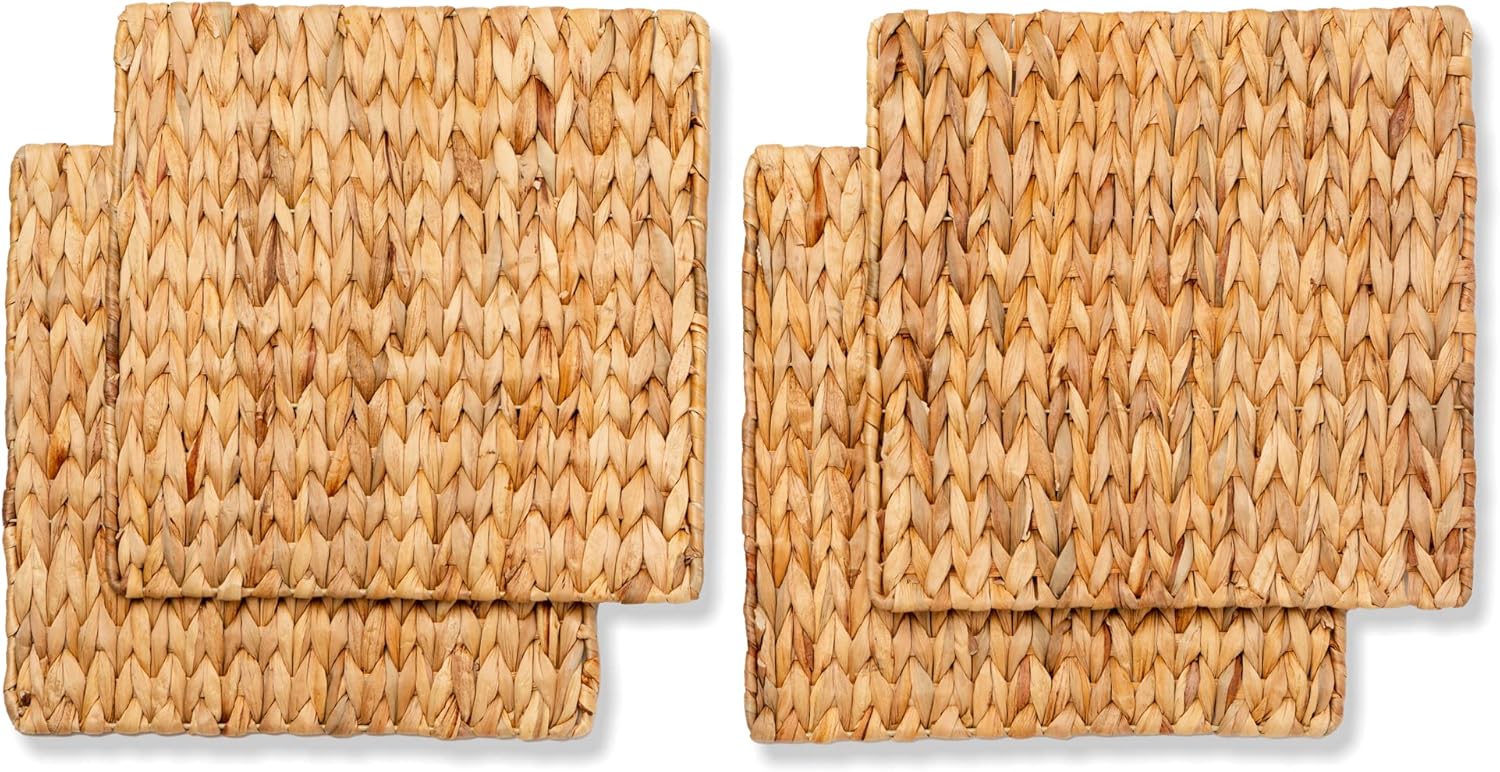 HABUS Square Rattan Placemats, Water Hyacinth Placemats