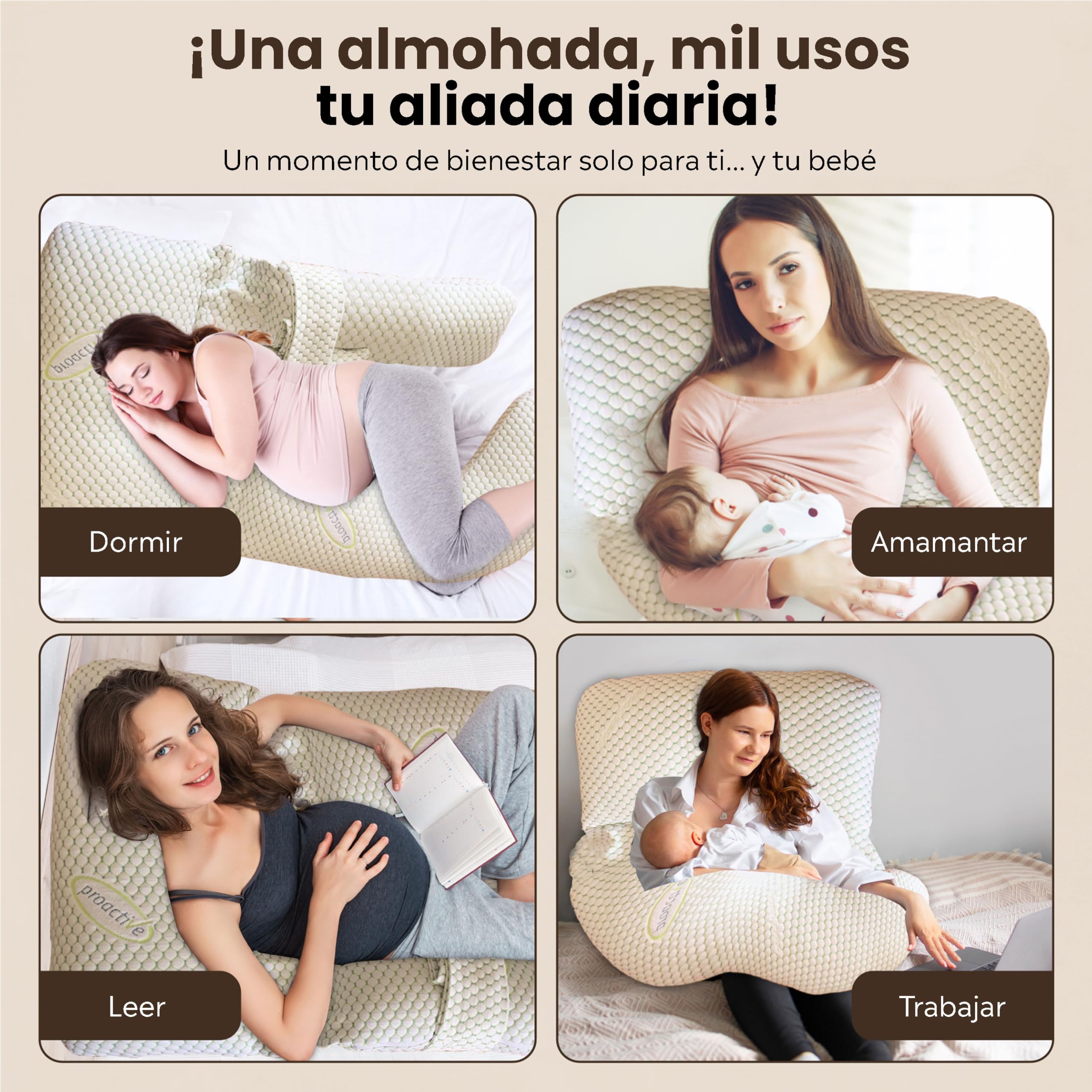 Cojín de Embarazo Grande en Forma de U – Almohada de Maternidad Ergonómica para Dormir de Lado – Cojín para Embarazadas y Lactancia – Soporte Espalda, Vientre y Piernas
