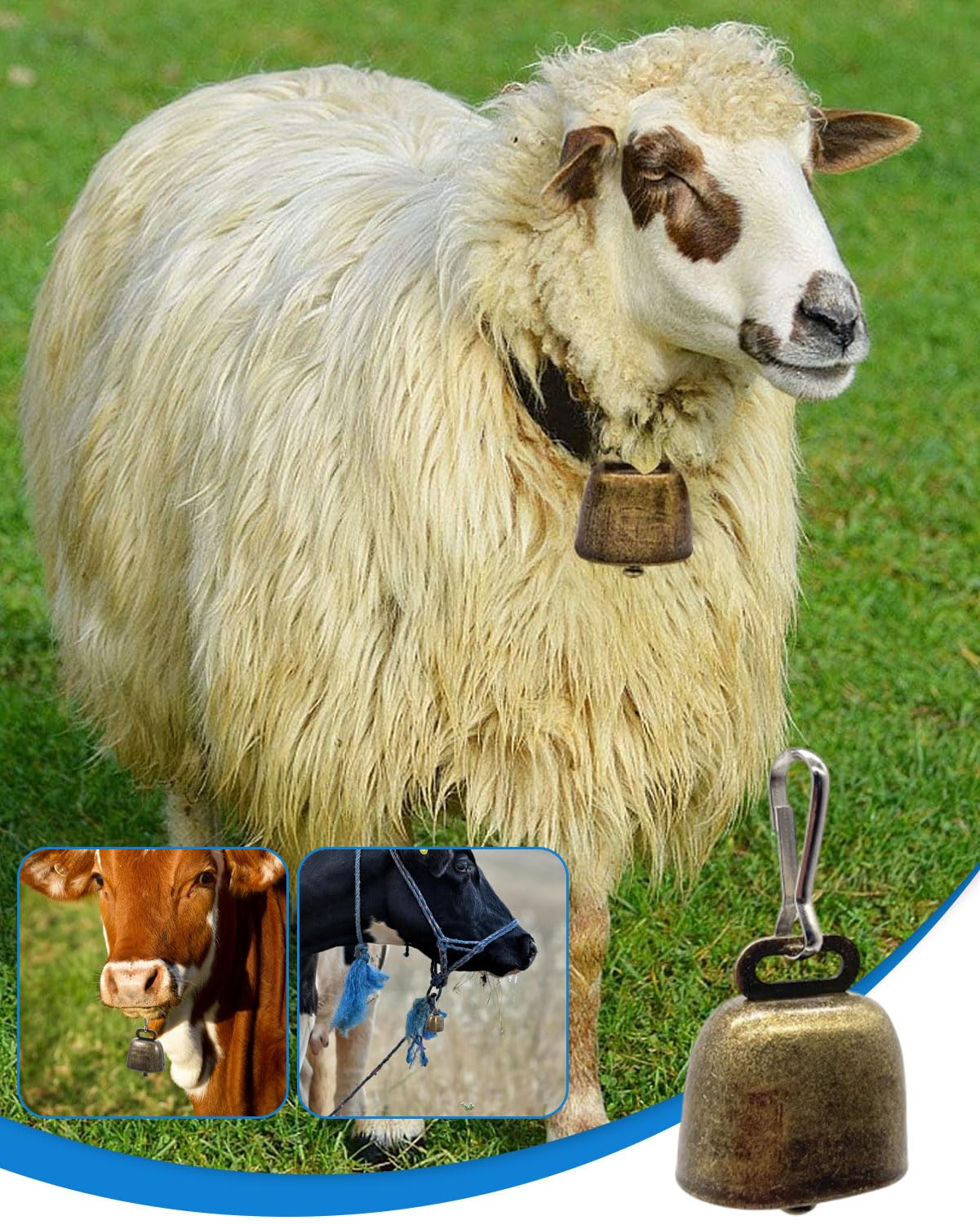 BARRU 5 pcs campane in rame per cani e gatti, per animali domestici, mucca, cavallo, pecora, pascolo, piccole campane in ottone, campane anti-smarrimento, campane per animali - bronzo