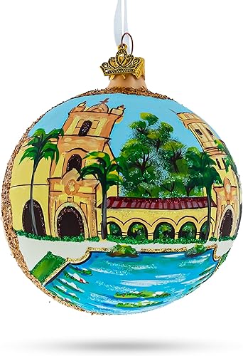 Balboa Park, San Diego, California, EE. UU., Bola de cristal de adorno de Navidad de 4 pulgadas