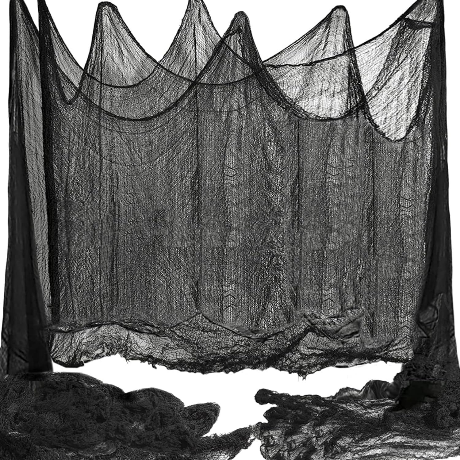 Niurui 400 x 39 inch Large Size Creepy Cloth Black Halloween Scary Spooky Cloth-Windows Doorways Gauze Cobweb Spider webs Decorations for Halloween
