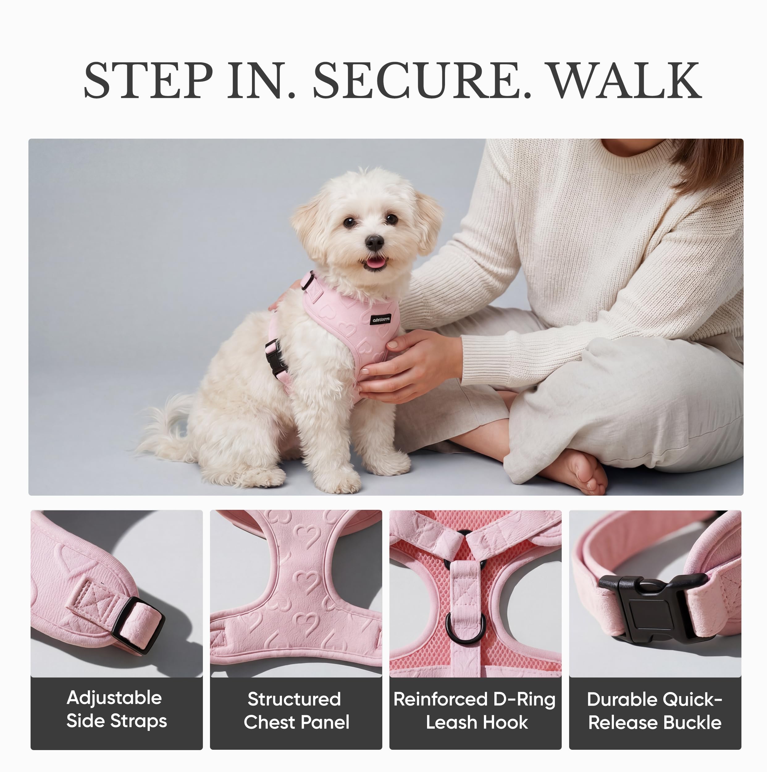 Arnés de neopreno sin tirones para perro extra pequeño, cuello (8.6-12.2 pulgadas), diseño de malla suave ajustable, color rosa S, ligero, sin estrangulamiento, comodidad a prueba de fugas