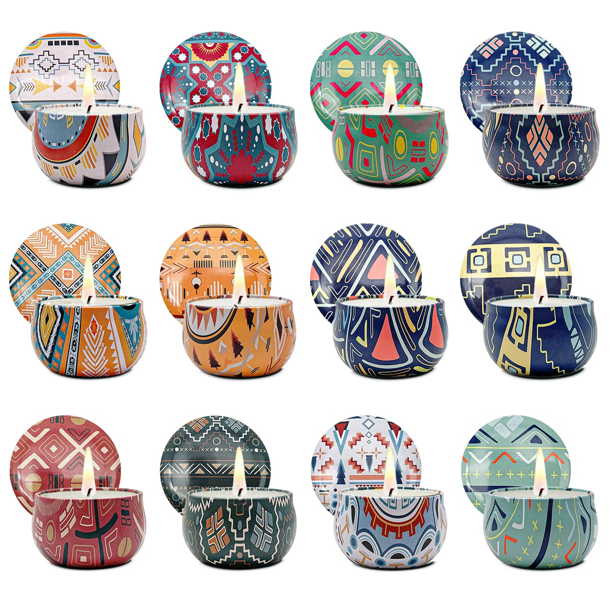 12 Pack Set, 2.5oz Natural Soybean Wax Portable Travel jar Candle, Used for Home Decoration, Yoga, Meditation, Relaxation, Decompression, Valentine's Day Gifts, Women's Gifts, Valentine's Day Gifts