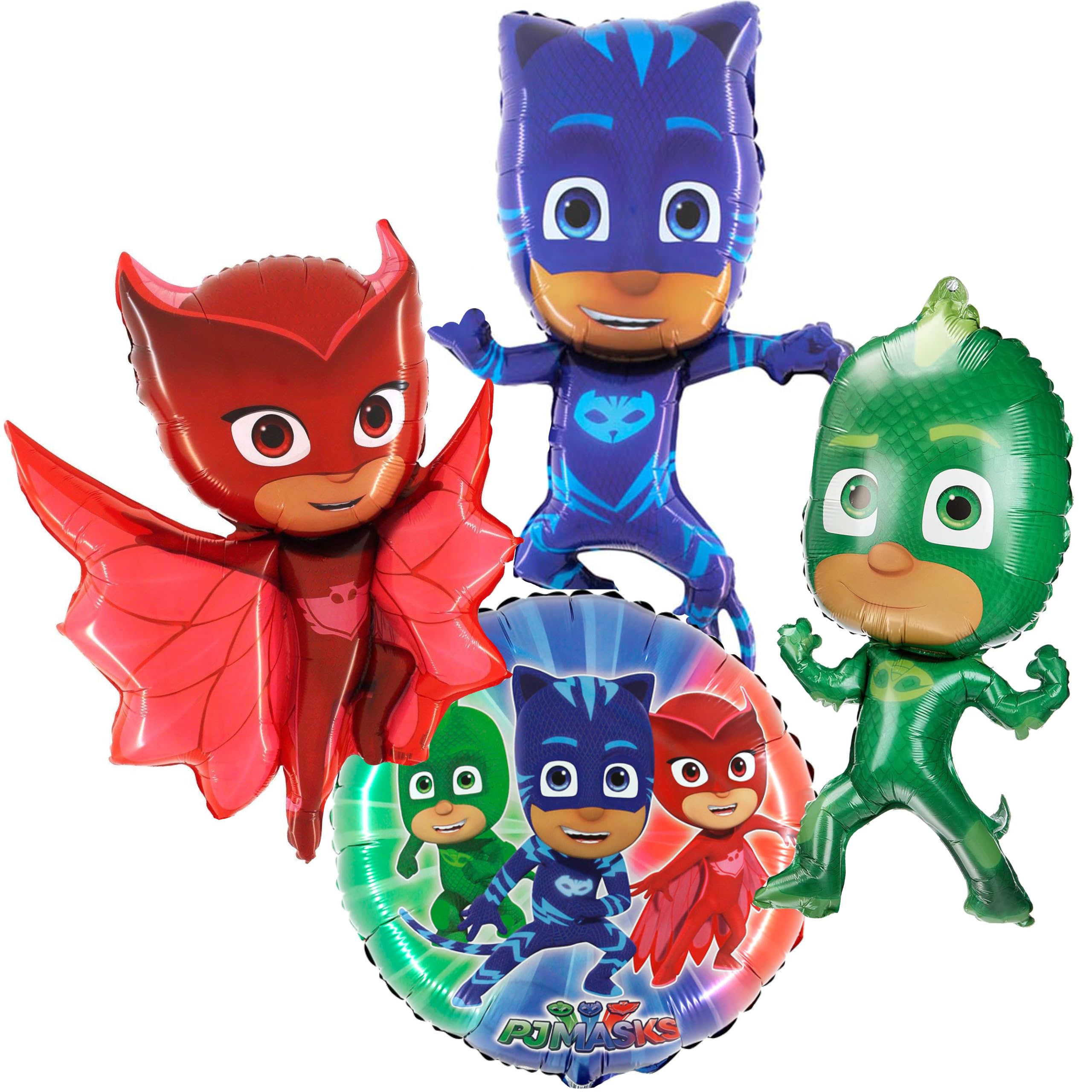 Toyland® Pack of 4-PJ Masks Balloons - Owlette, Catboy, Gekko & Round Foil