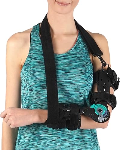 Miniatura 10 de Soles Soporte de codo con bisagras, recuperación de lesiones postoperatorias, ortesis ROM rango de movimiento ajustable, talla única, unisex