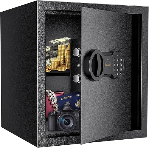 Bonsaii Caja fuerte de acero, caja fuerte para documentos con bloqueo de teclado digital, caja fuerte electrónica de seguridad de 1.2 pies cúbicos