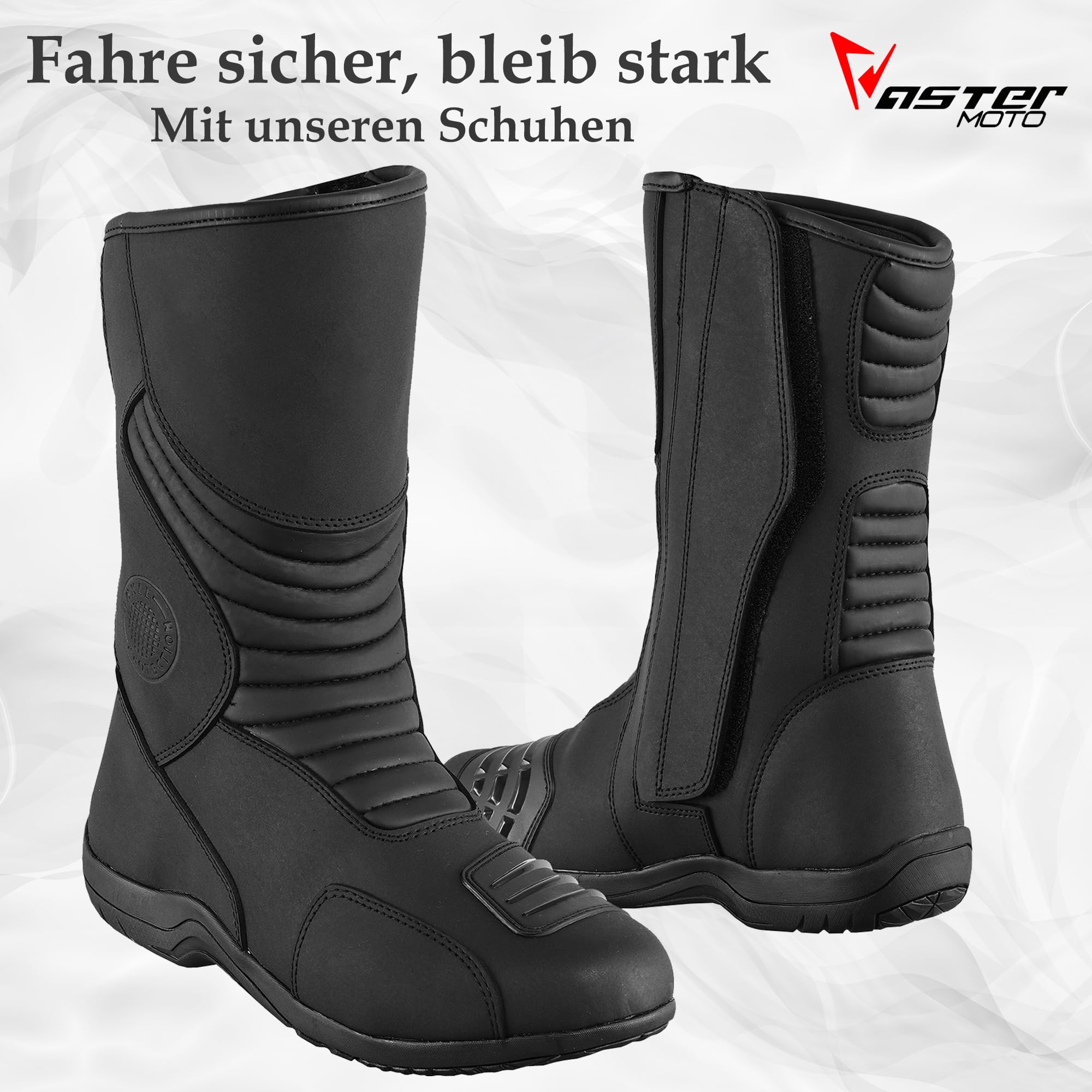 Herren Motorradstiefel, wasserdichte Leder-Schutz-Motorradschuhe mit langem Knöchelschutz