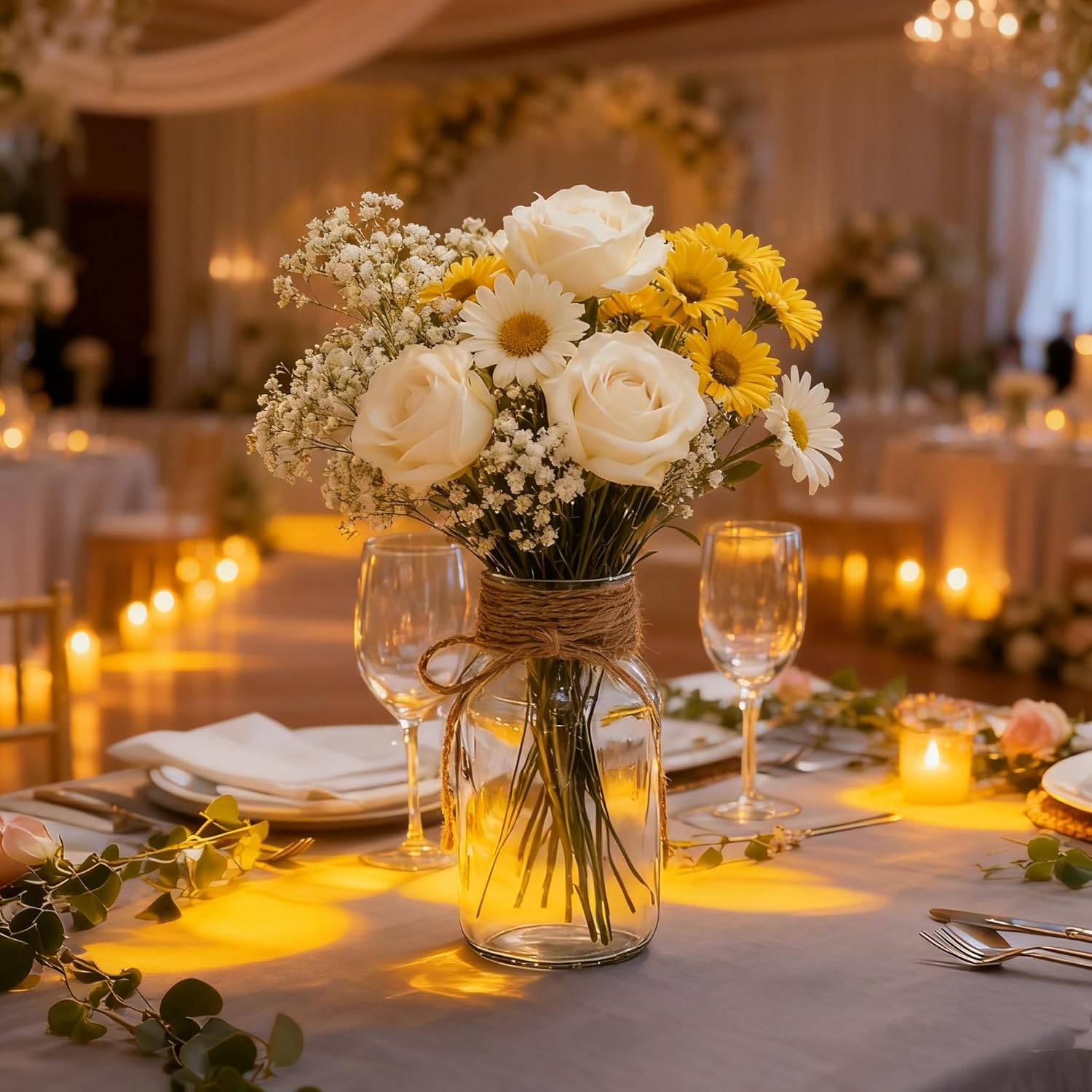 Vintage Glass Flower Vase,Vases for Farmhouse Wedding Centerpiece Cylinder Bottle,Mason Jars for Decor Floral Arrangements, Parties & Home Decor (12 PCS, Transparent) - Image 2