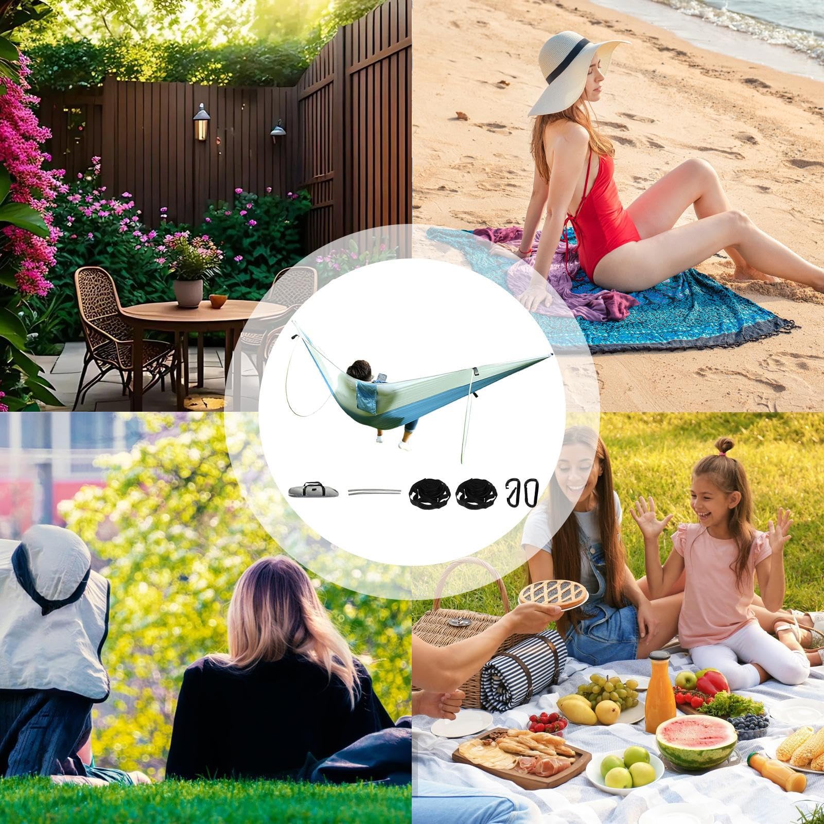 Hamac en Plein air, hamacs pour l'extérieur Familles Portables Hamac en | Nylon étanche en nylon Supplies extérieures pour le jardin Camping Beach Randonnée BBQ de pêche