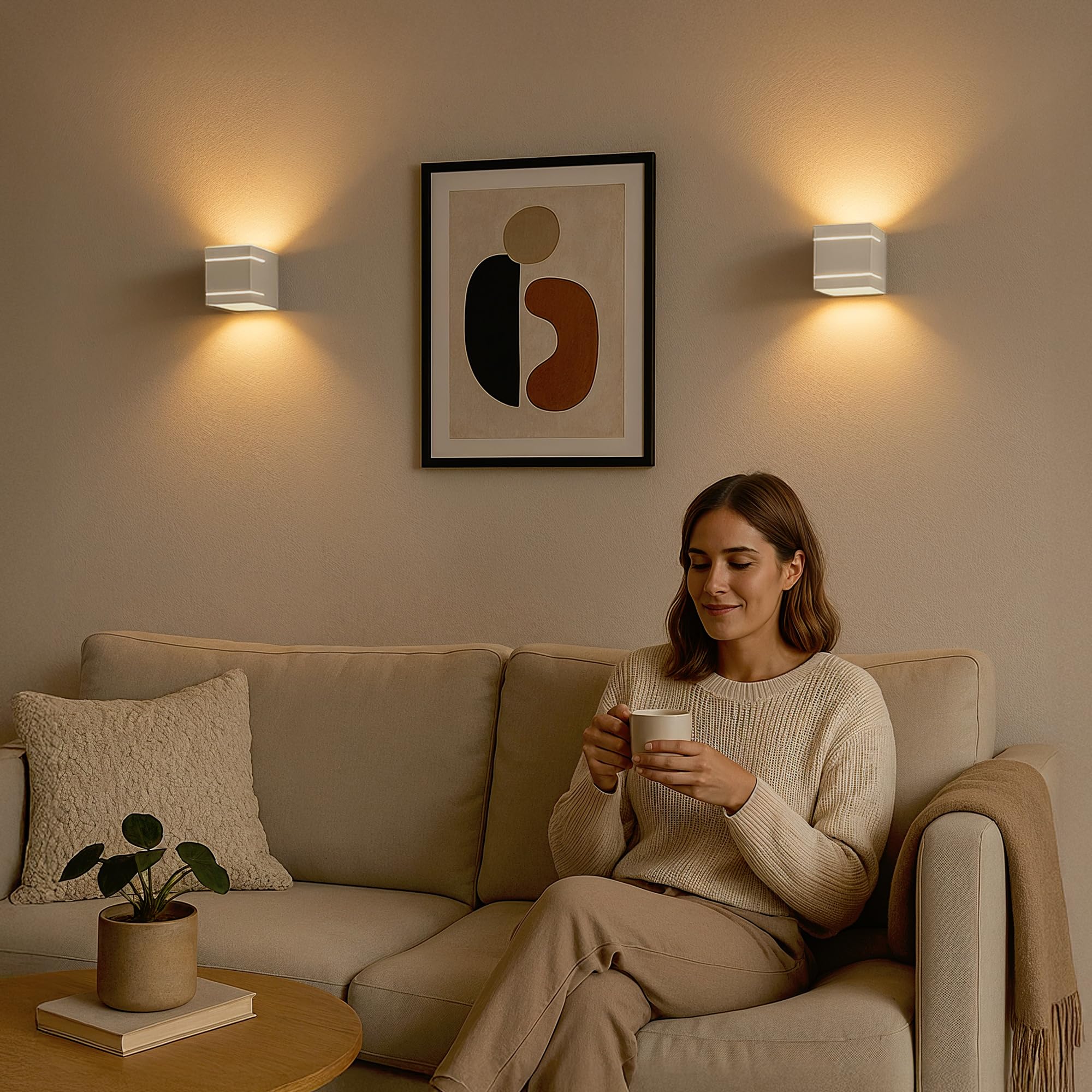SSC-LUXon 4x KOURA DUO Wandlampe weiß Up & Down – Wandleuchte mit G9 3W Licht warmweiß – Diffuser Lichteffekt für indirekte Wandbeleuchtung